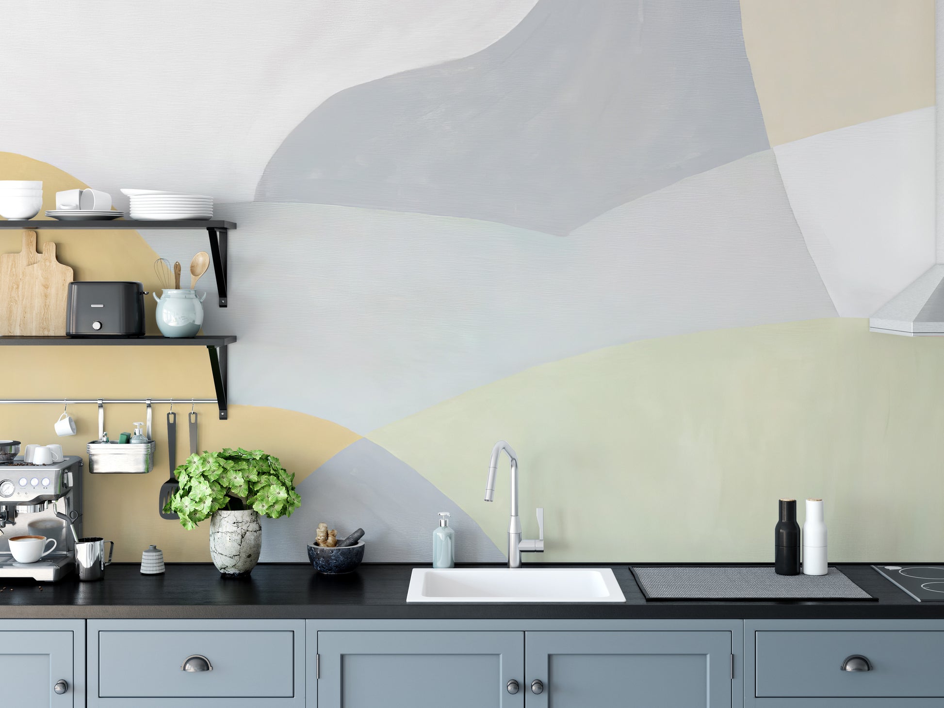 Neutral-toned artistic wallpaper in a watercolor style.