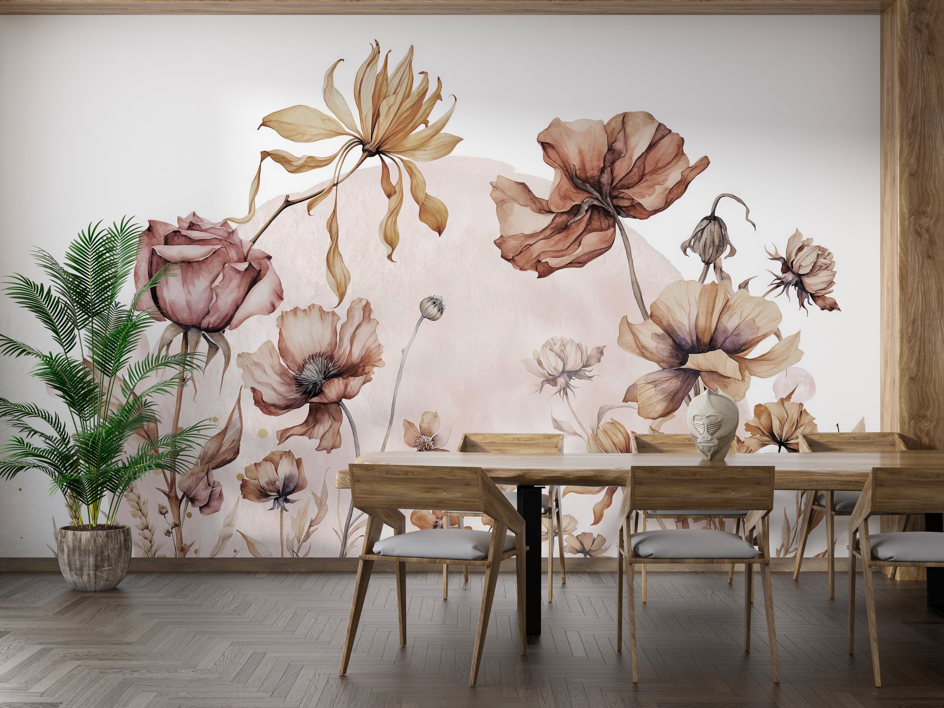 Timeless floral artwork wallpaper decor
