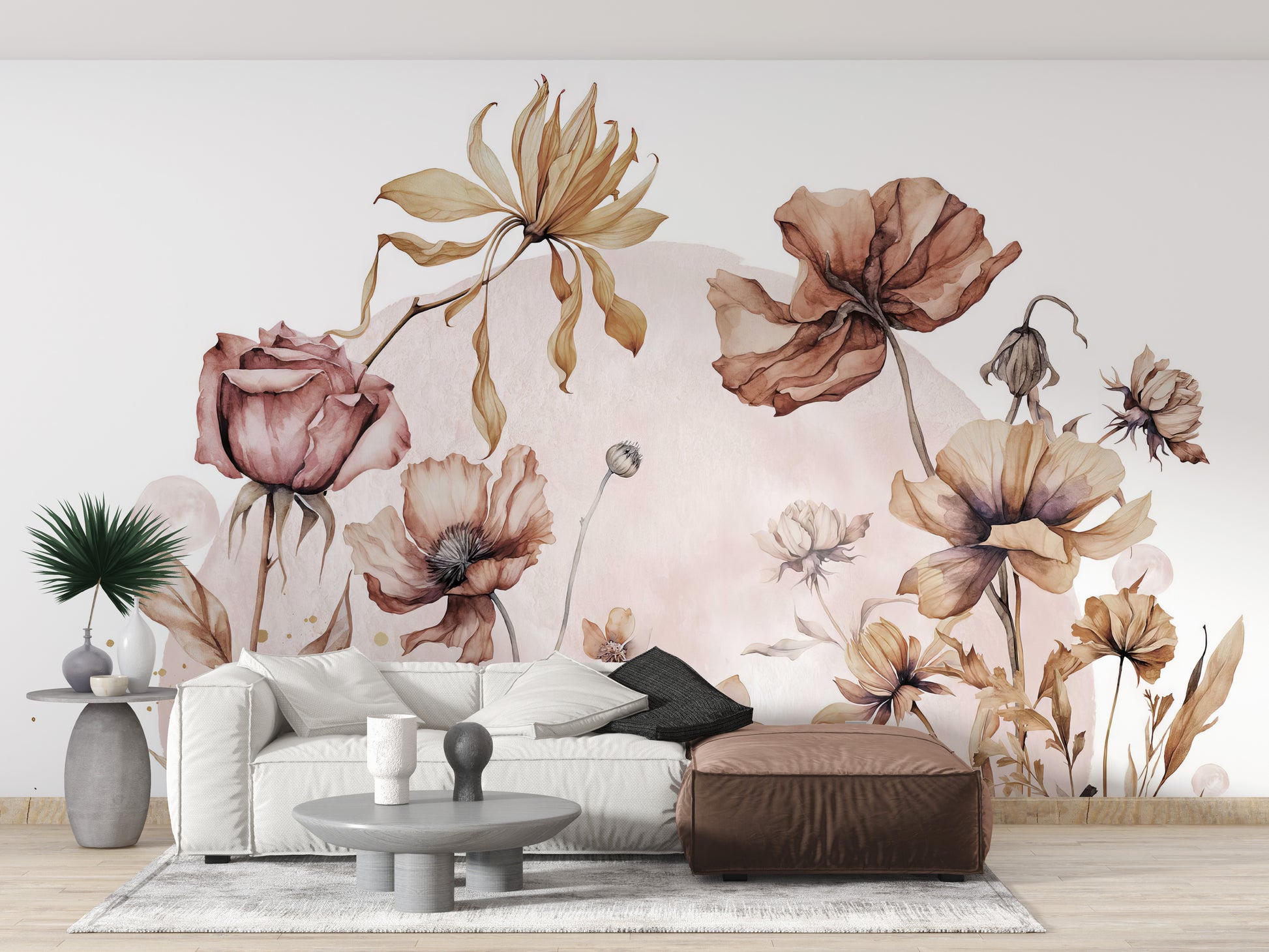 Retro-inspired floral wallpaper pattern
