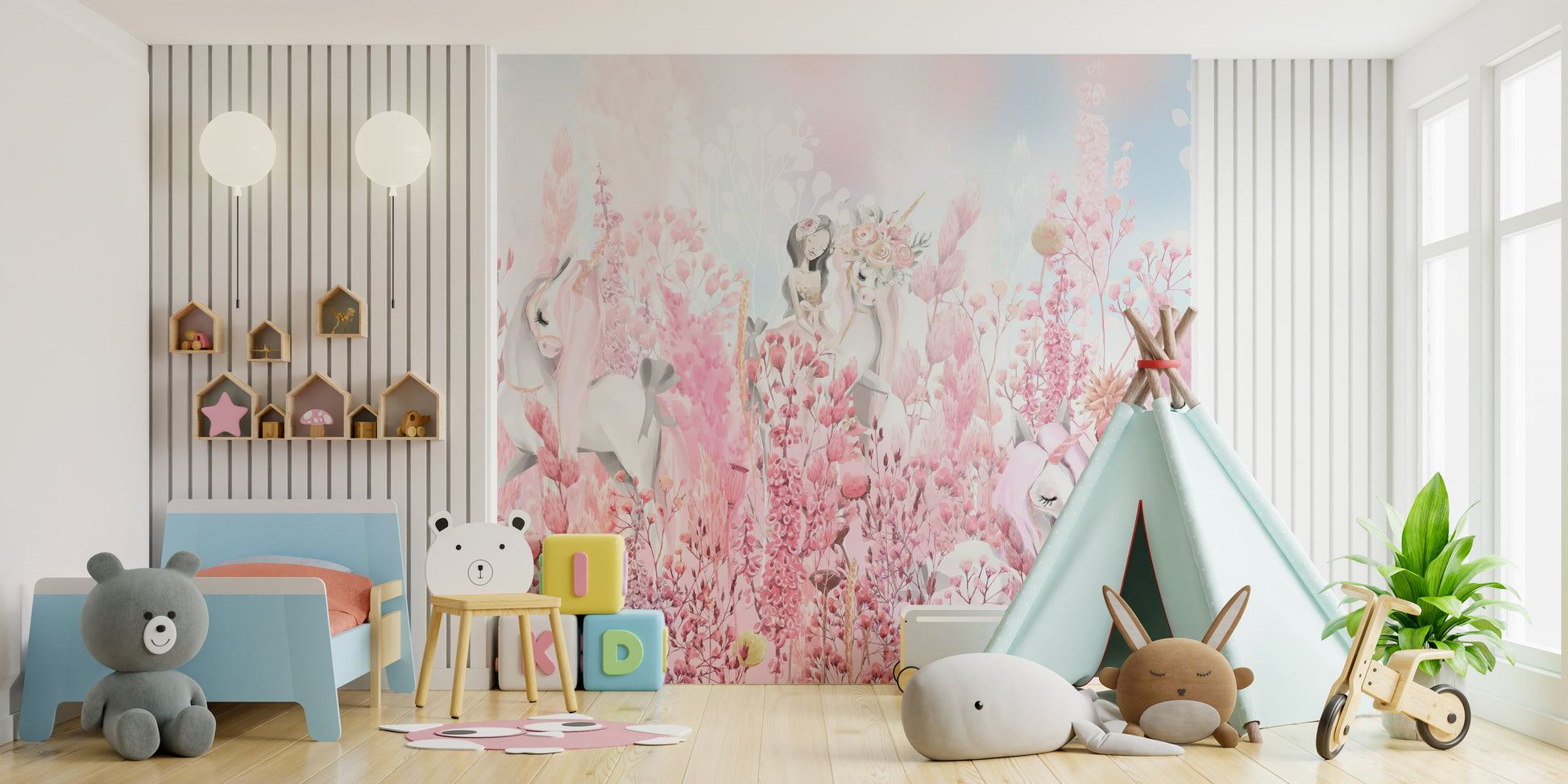 Pink fantasy unicorn wallpaper art
