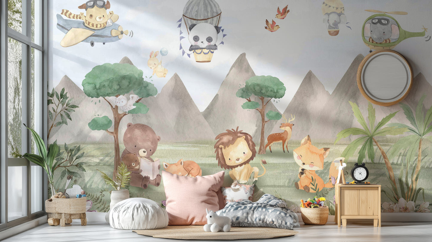 Playful Animals Forest Wall Mural