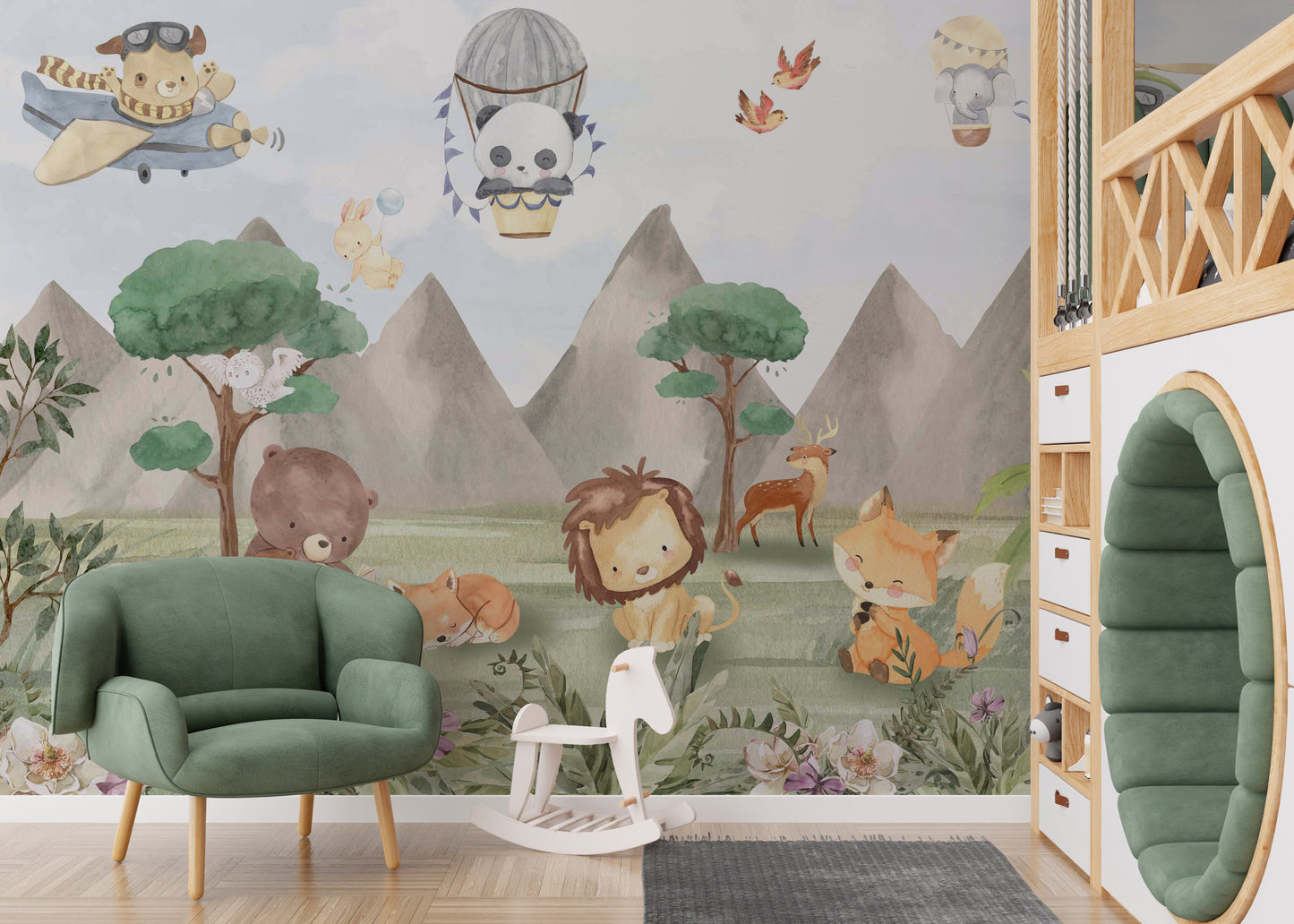 Playful Animals Forest Wall Mural