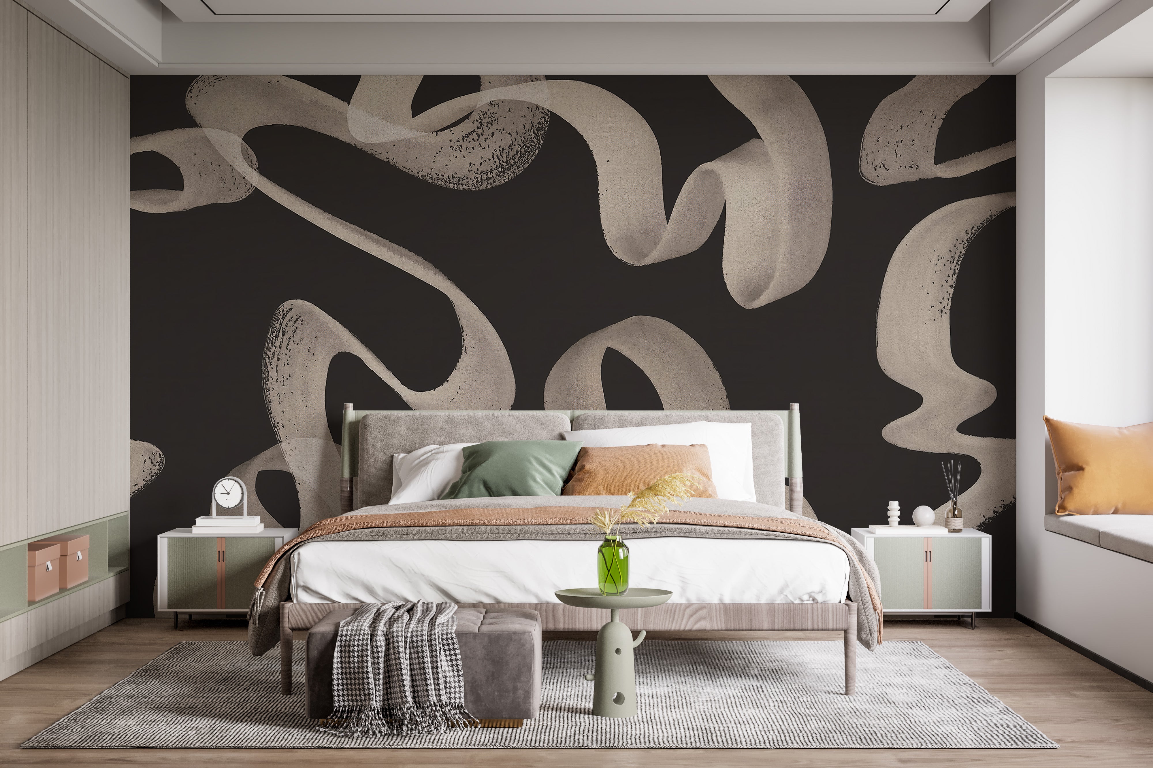 Artistic abstract movement mural design
