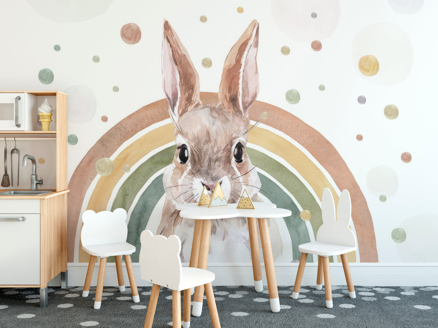 Rainbow Rabbit Nursery Wall Mural