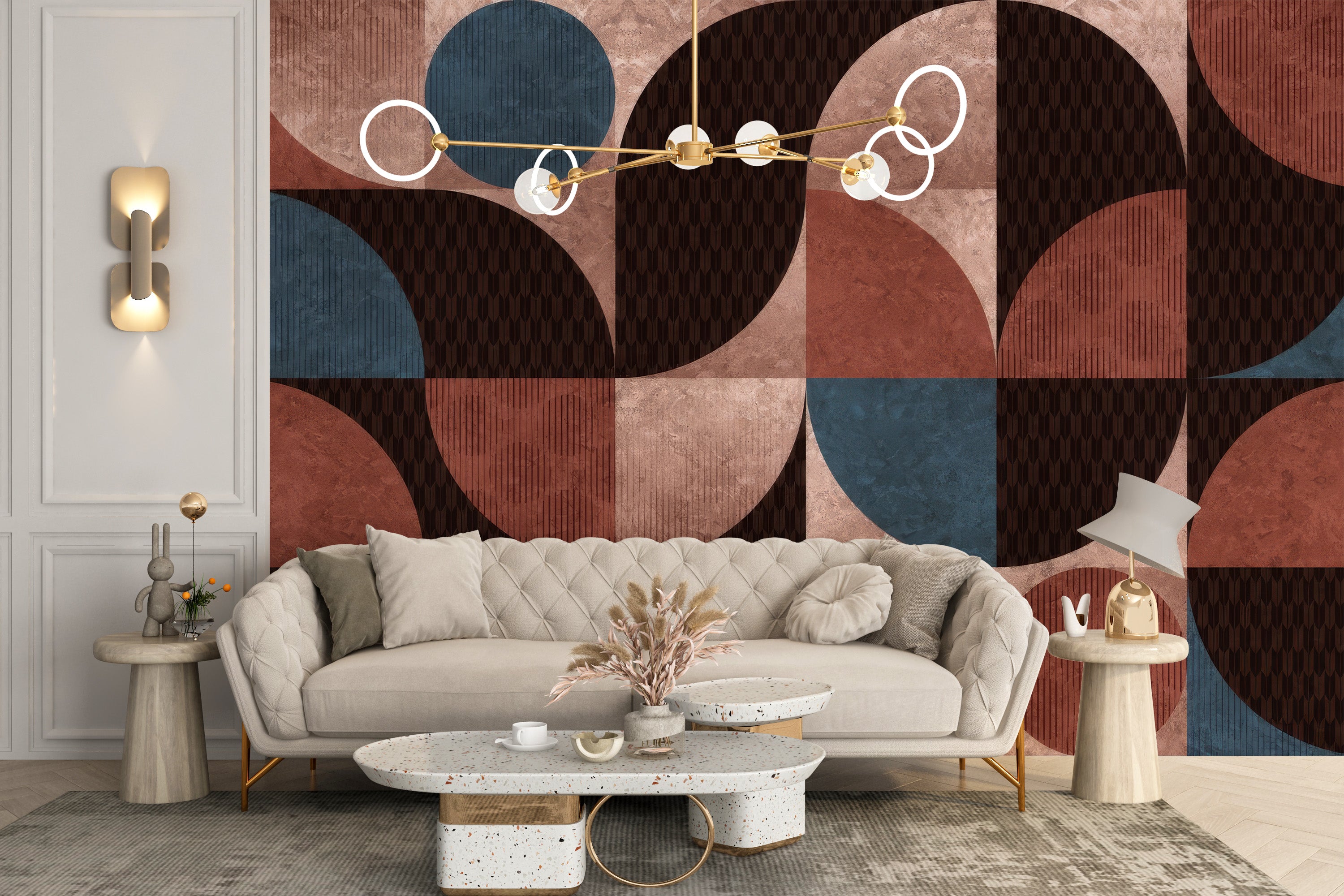 Muted tones geometric wall mural pattern
