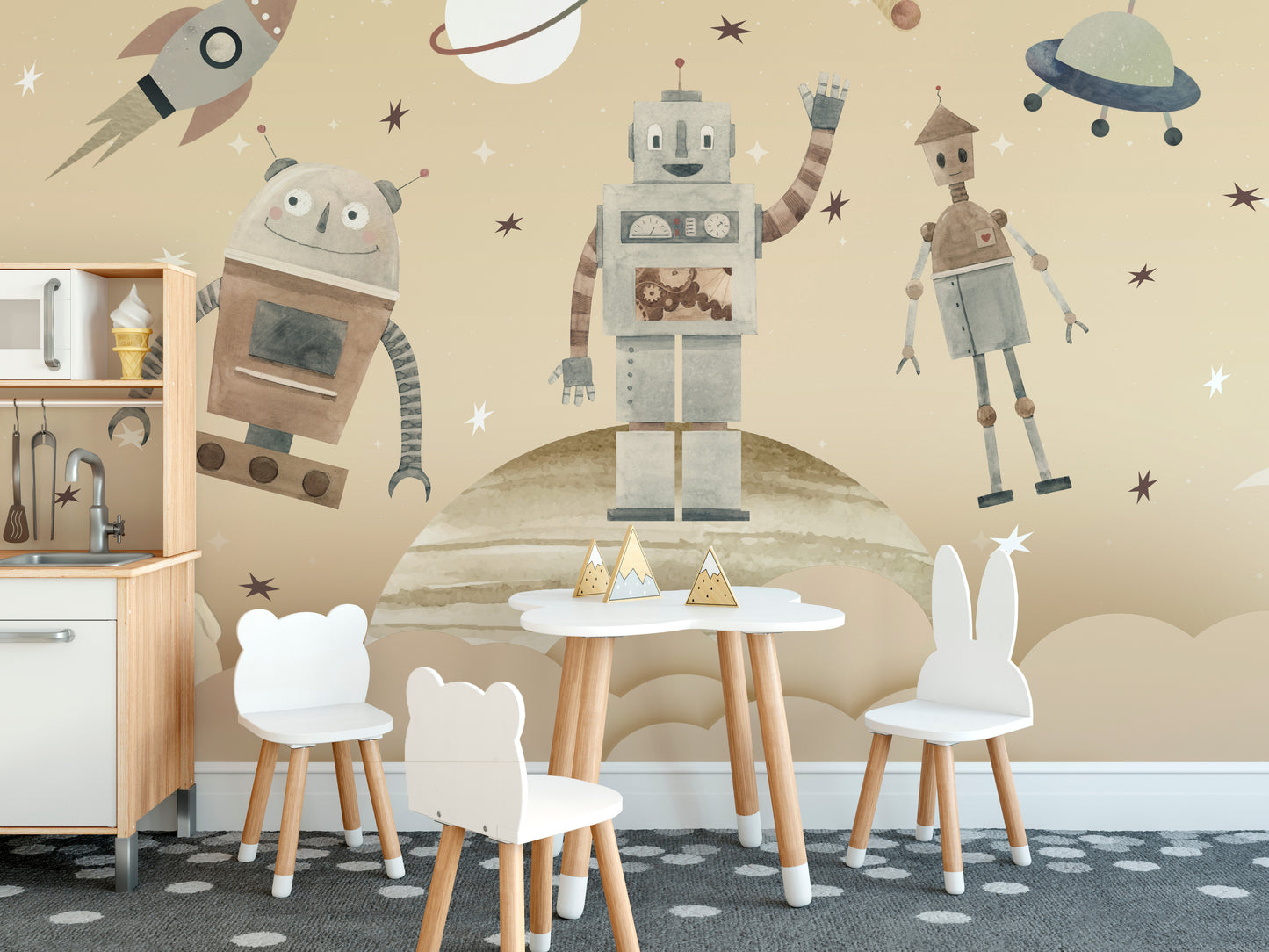 Cosmic Robots Wall Mural