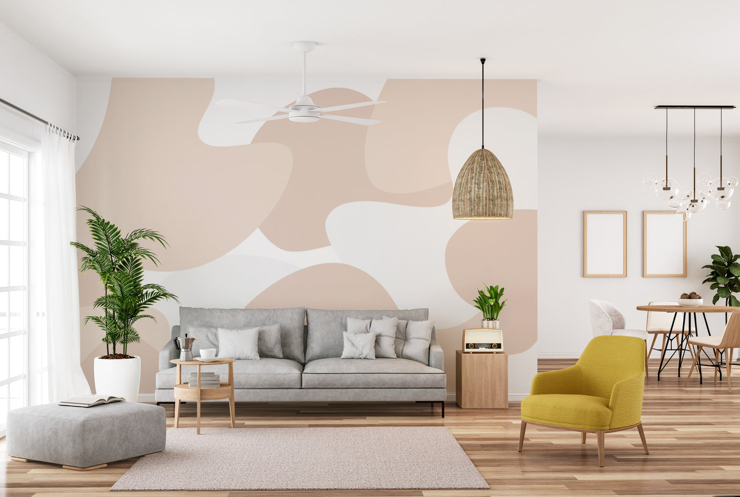 Abstract wallpaper mural in soft pastel tones