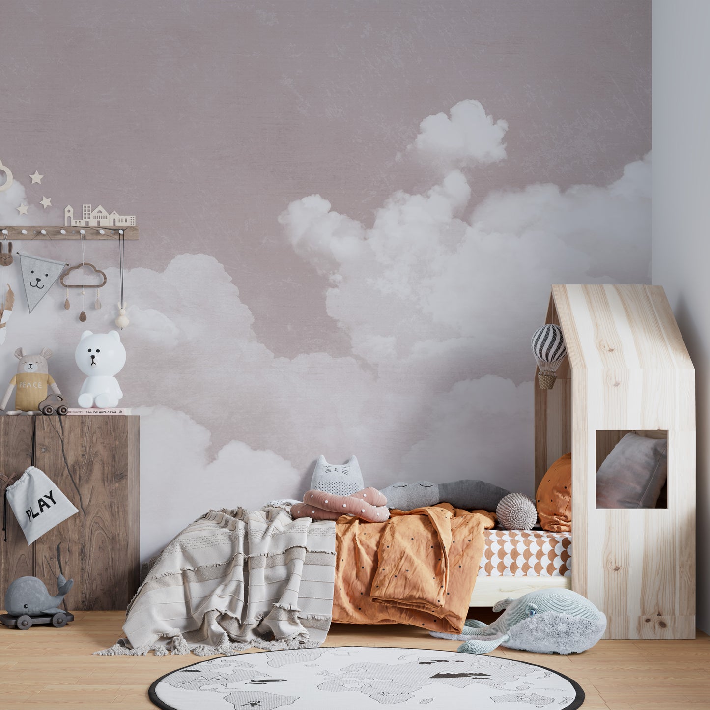 Pink cloud wallpaper for serene interiors