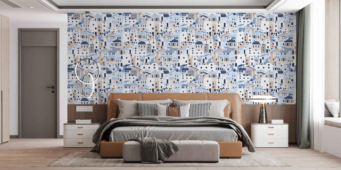 Elegant Santorini repeat wallpaper for walls