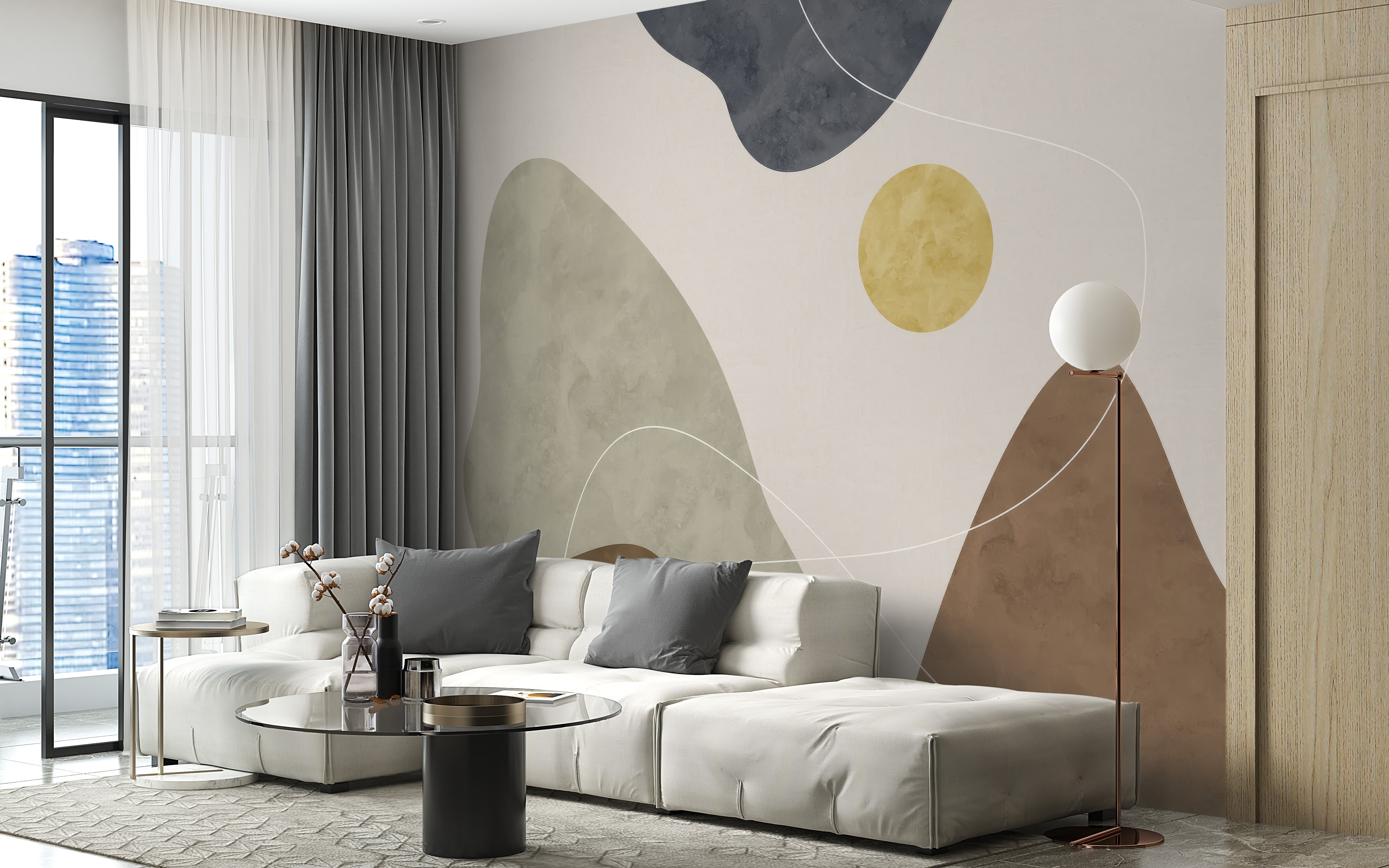 Statement bold abstract wallpaper mural for rooms