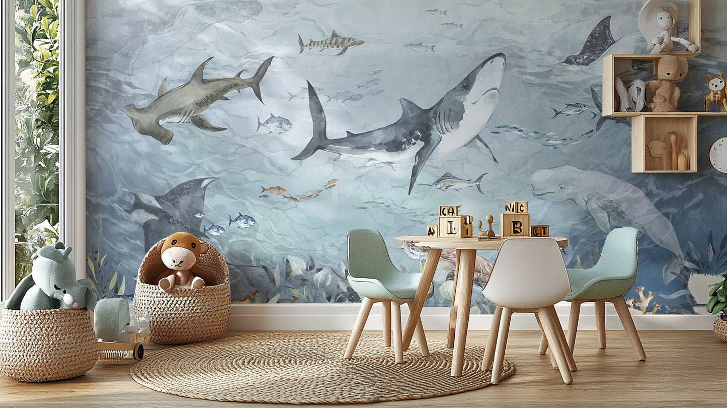 Underwater world aquatic life wallpaper mural