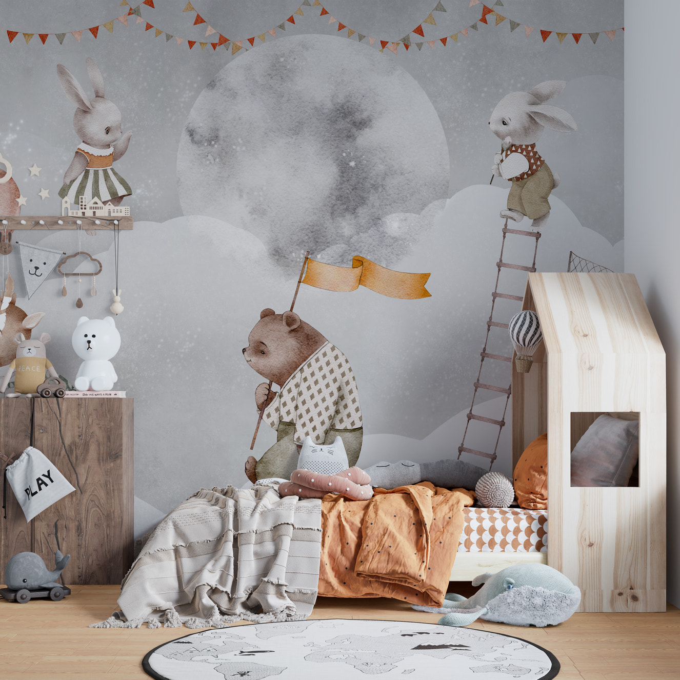 Celestial nursery adventure wallpaper for dreamy kids' rooms