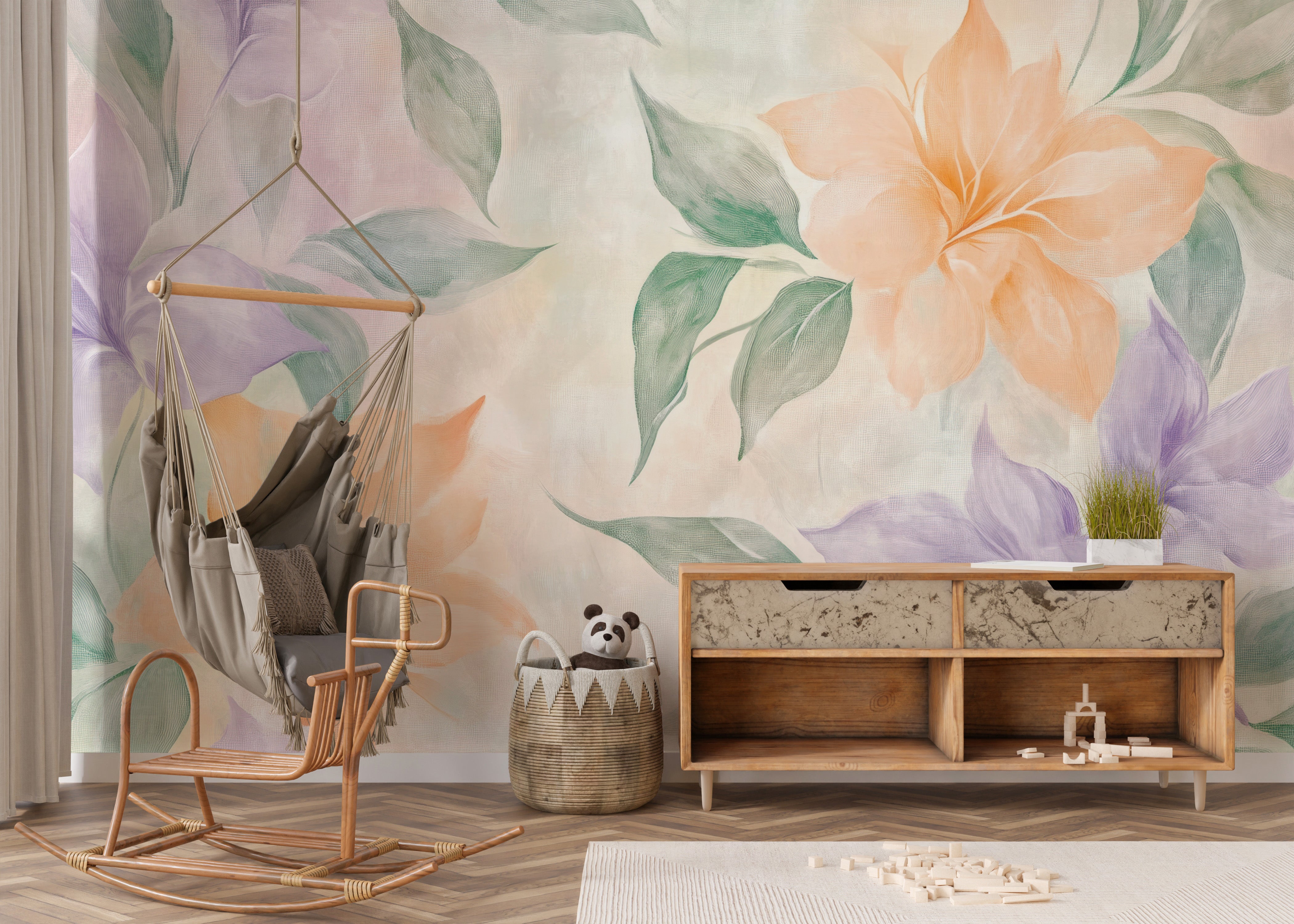 Blooming watercolor flowers for a dreamy wall.
