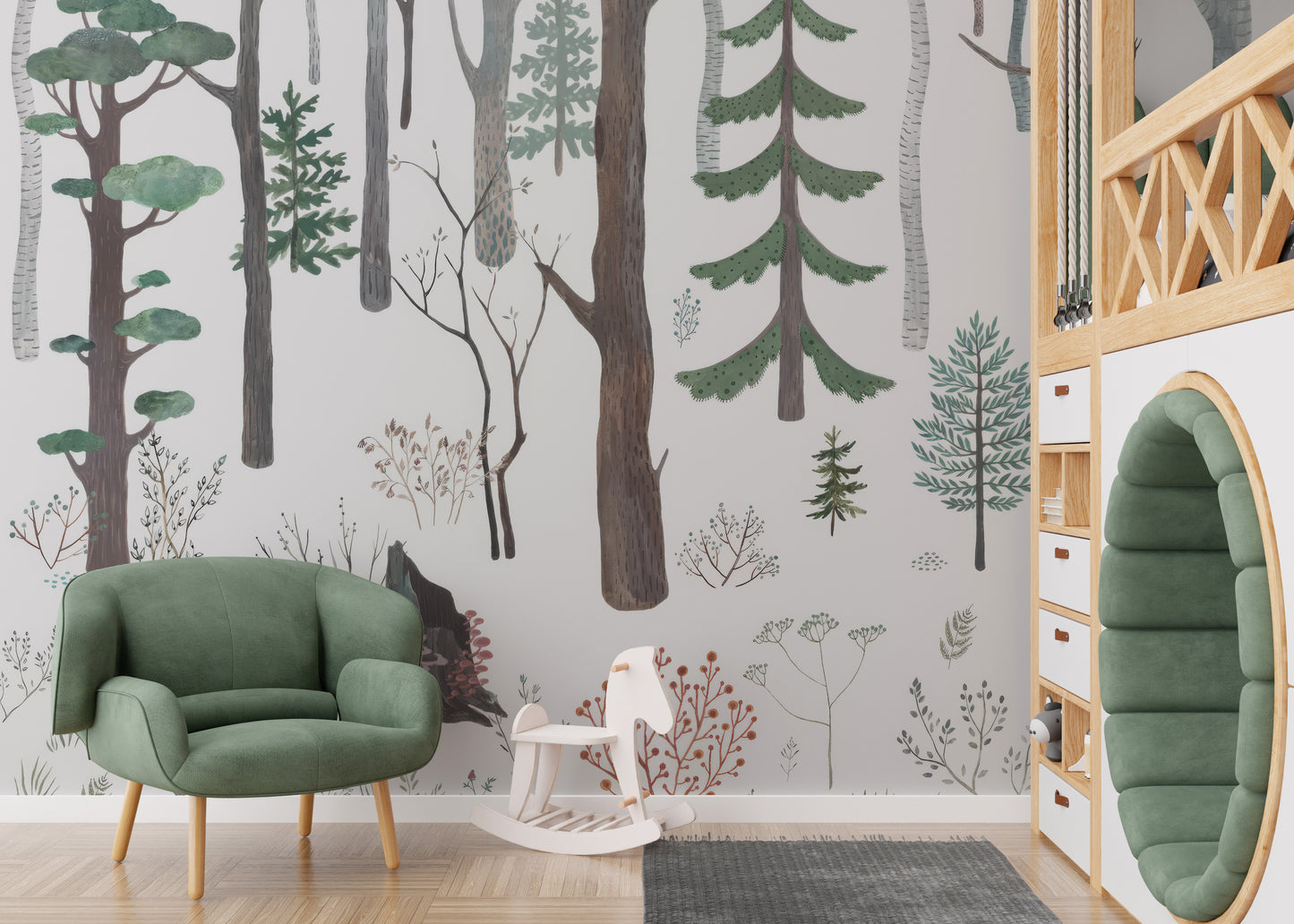 White Forest Wall Mural