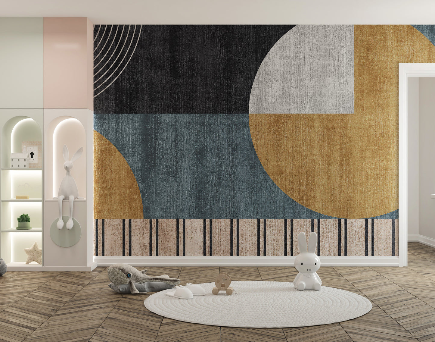 Abstract Retro Geometric Mural