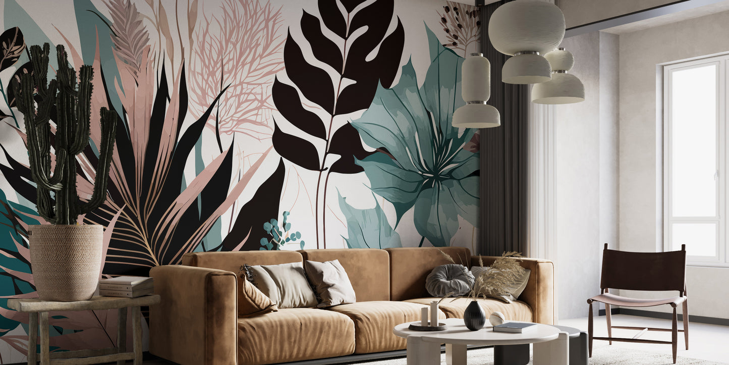 Beautiful exotic floral wallpaper for refined decor