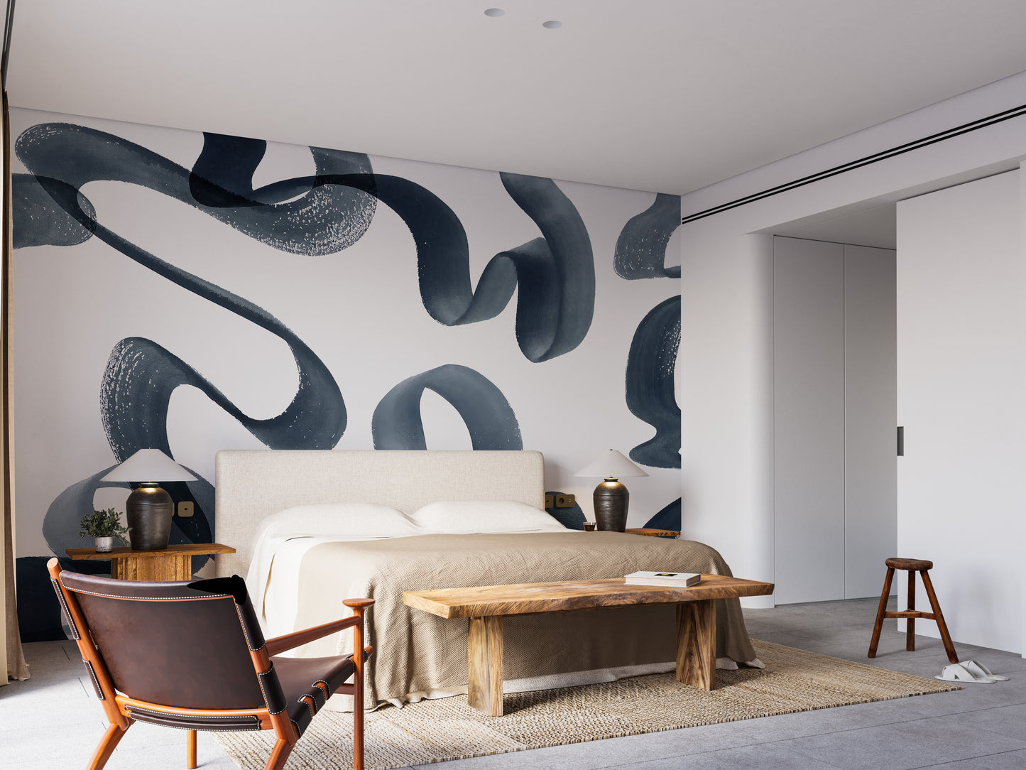 Watercolor Blue Swirls Wallpaper Mural