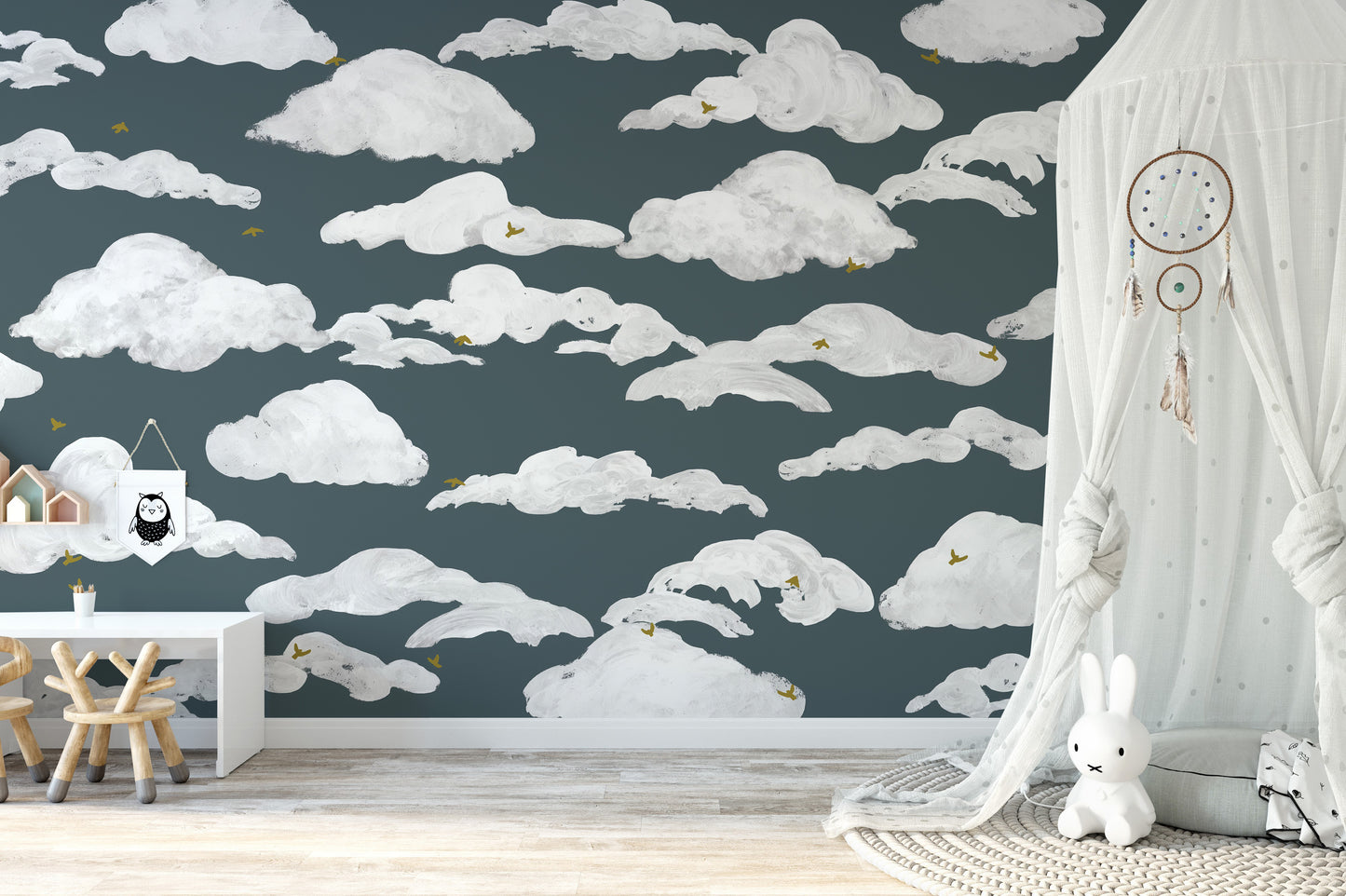 Abstract white cloud wallpaper with blue background style.