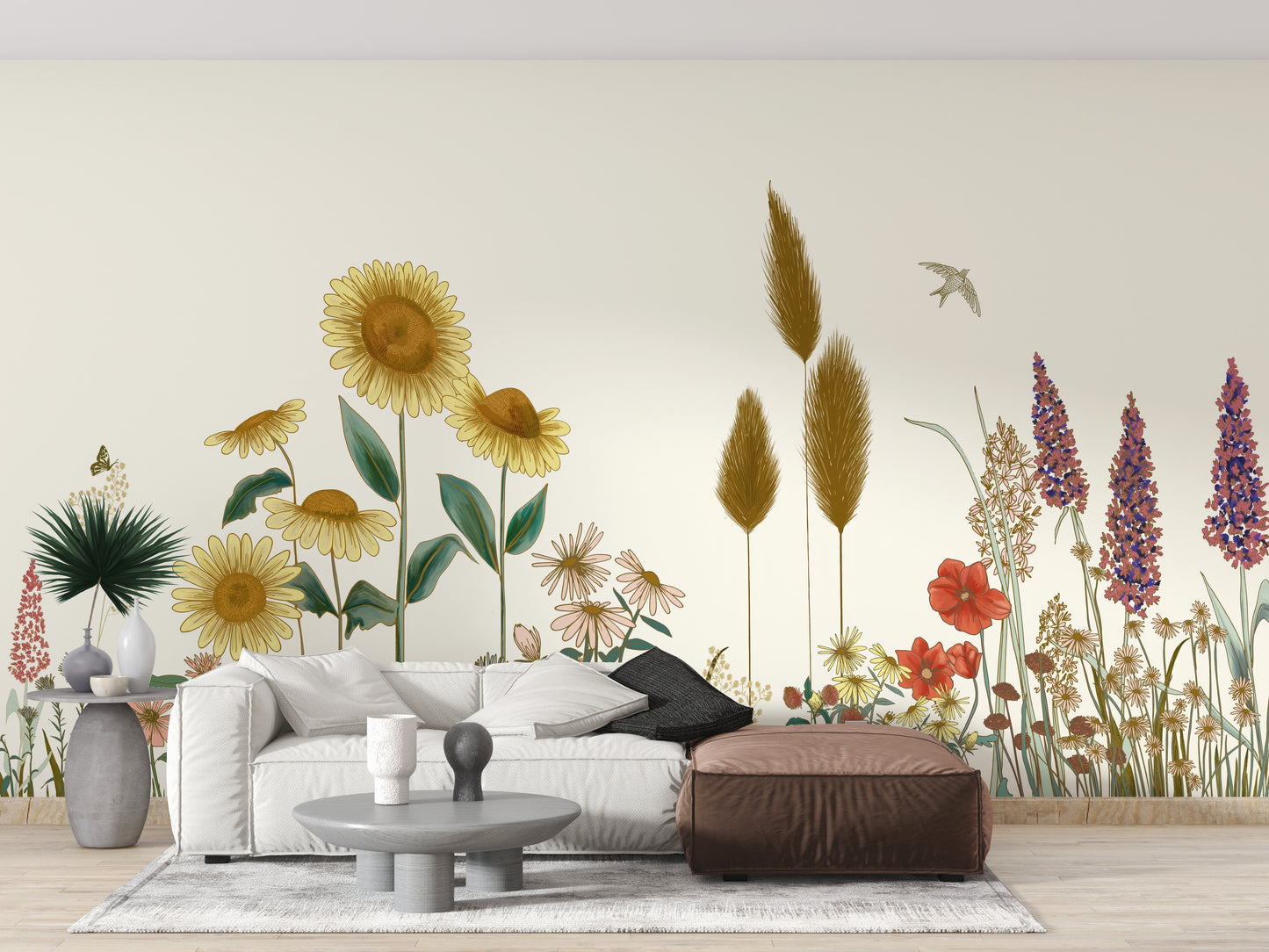 Colorful Sunflower Field Wallpaper Mural