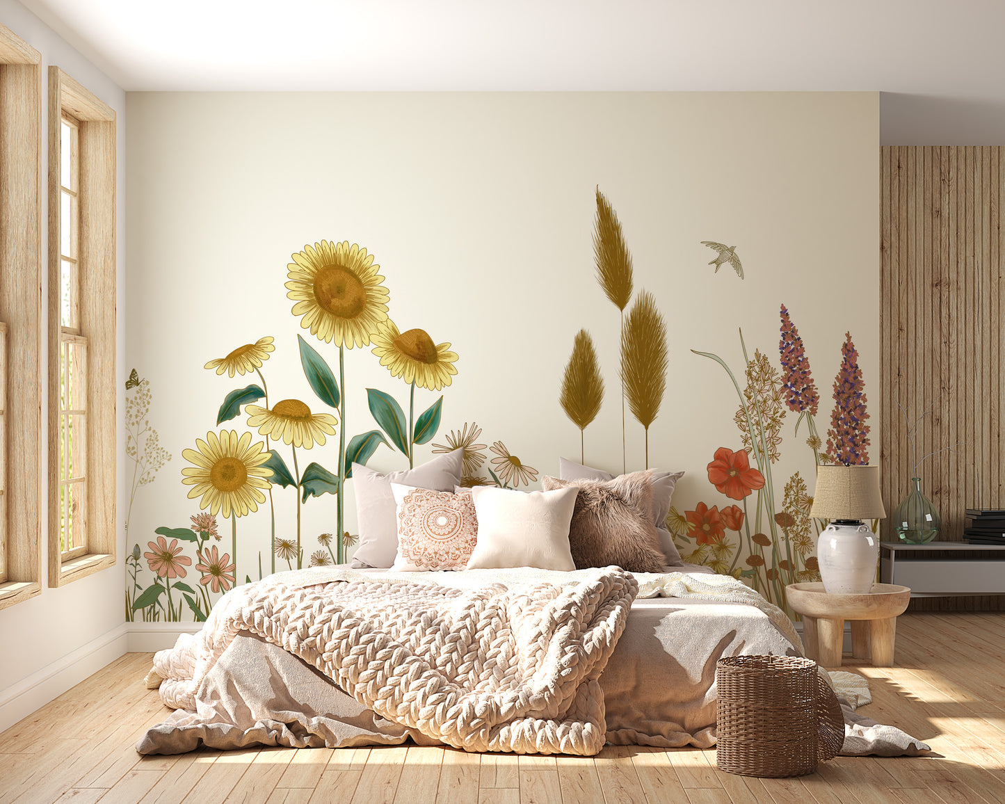 Colorful Sunflower Field Wallpaper Mural