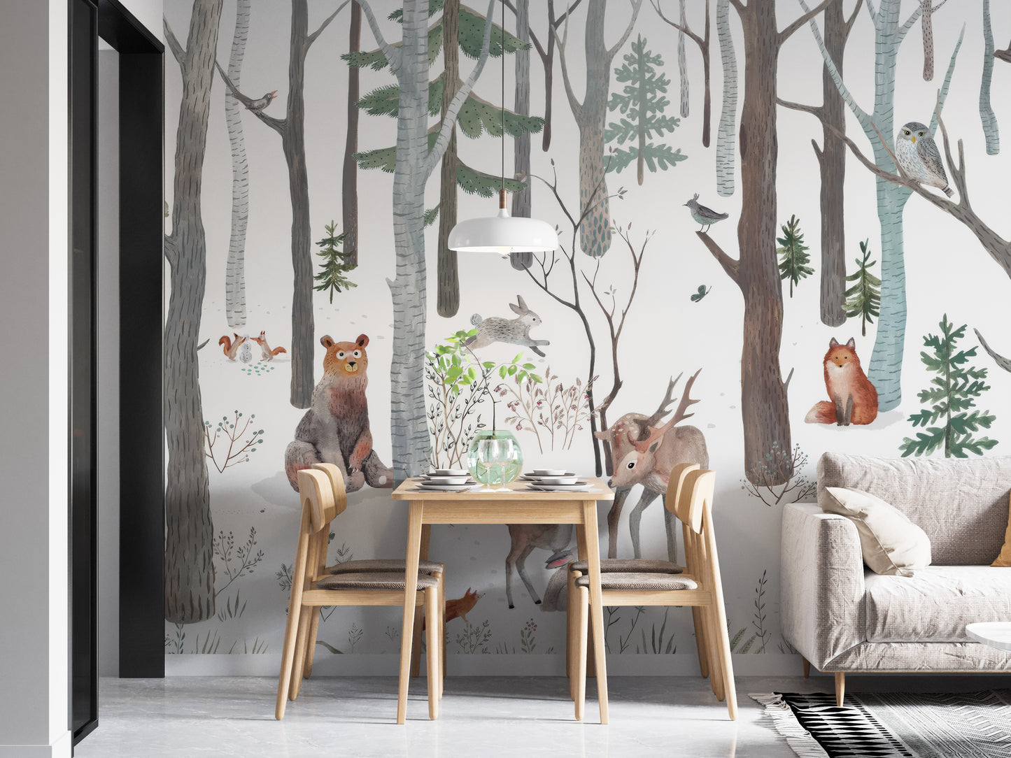 Enchanted White Forest Wall Mural