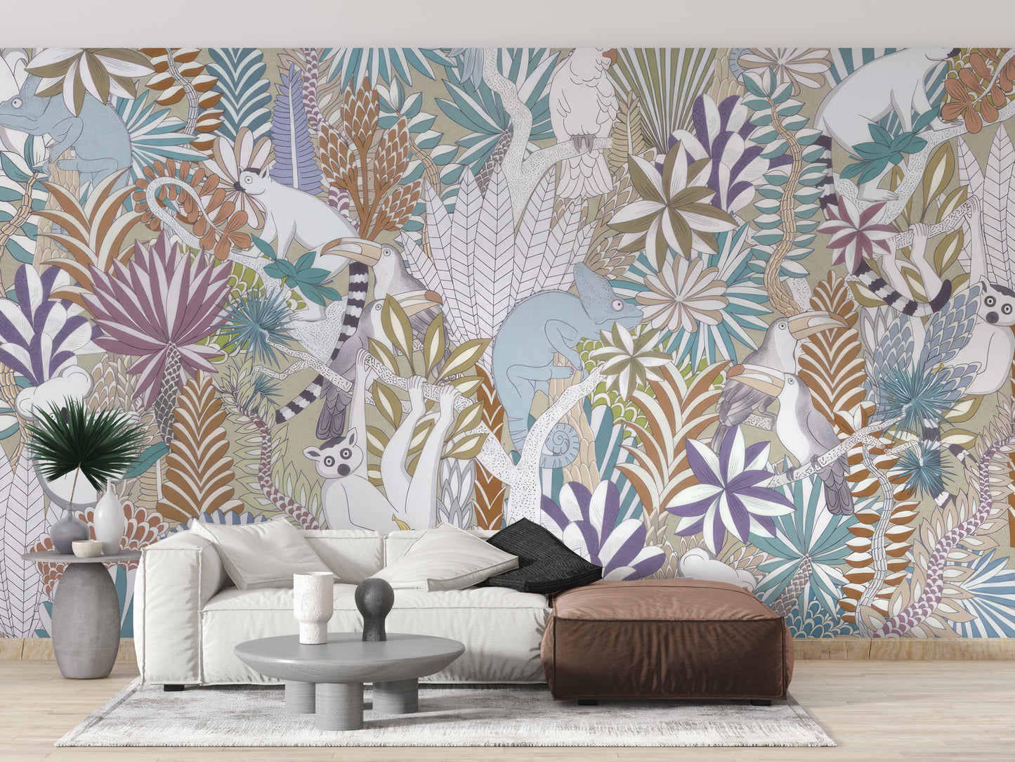 Koala and lemur jungle wallpaper for lively spaces