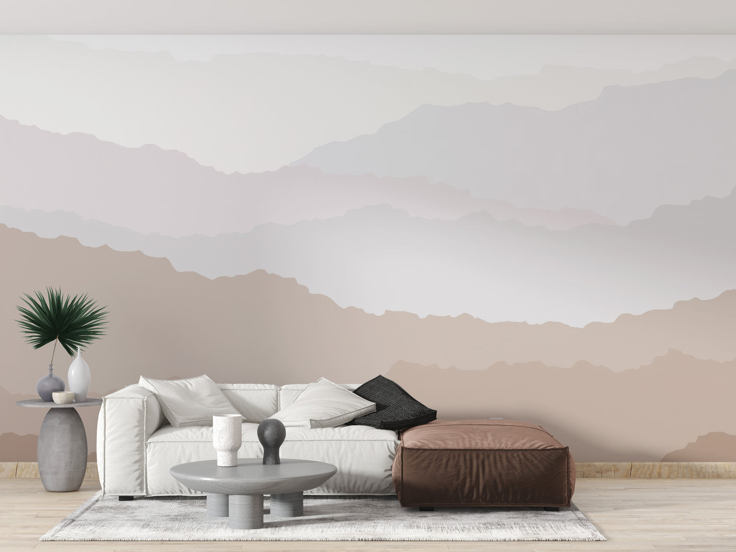 Abstract Beige Line Wallpaper Mural