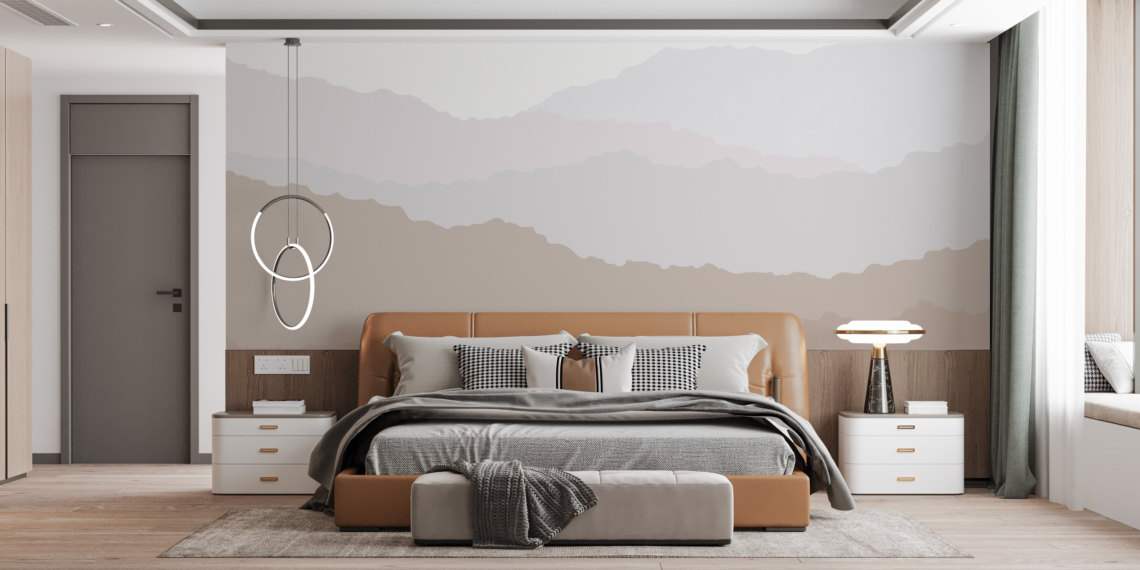 Elegant neutral beige wallpaper mural for modern homes.