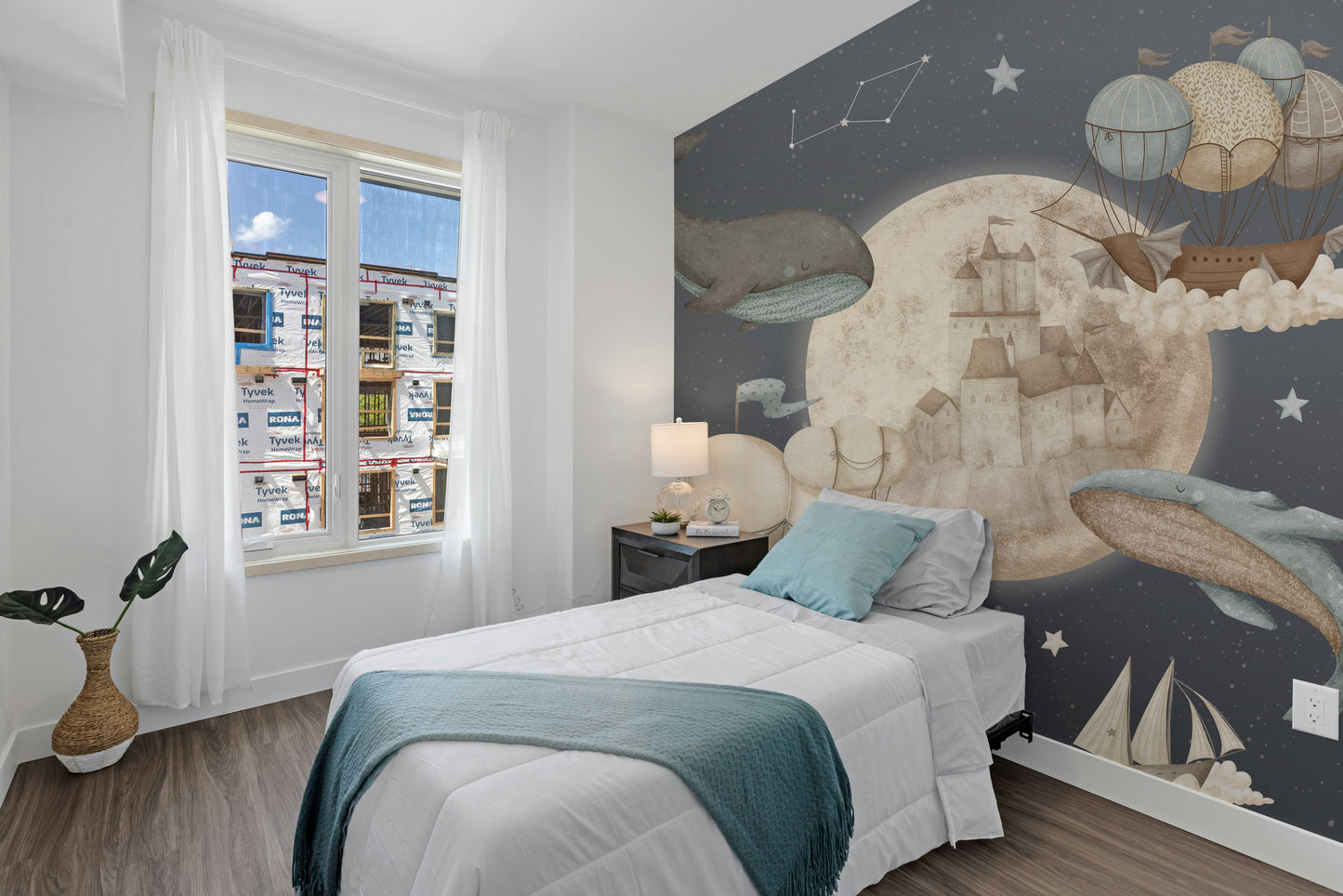 Flying Whales Boat Wall Mural