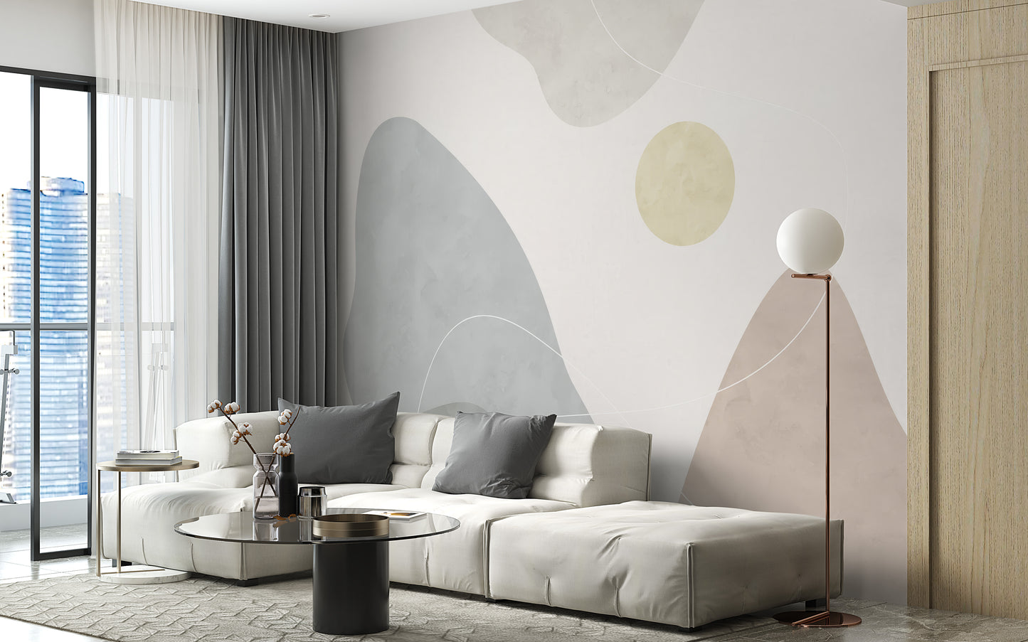 Sophisticated abstract terrain mural for interiors