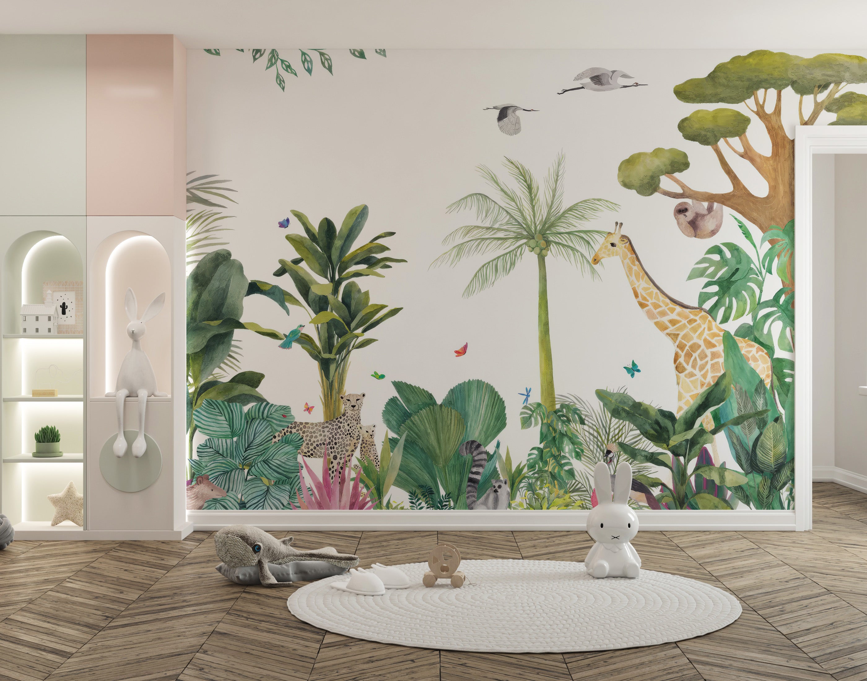 Tropical-themed wallpaper for kids' bedroom or nursery decor