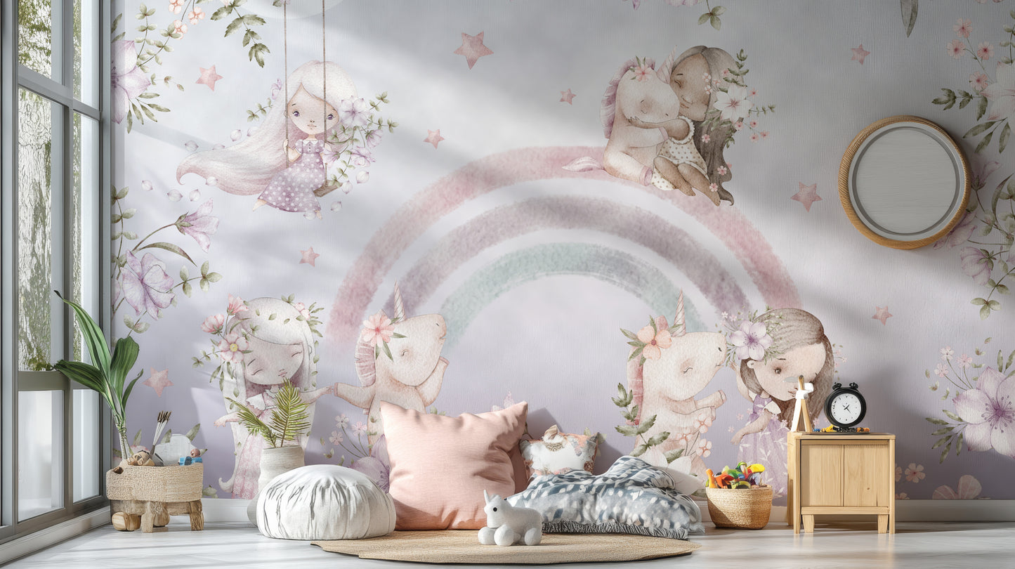 Whimsical Rainbow Wall Mural