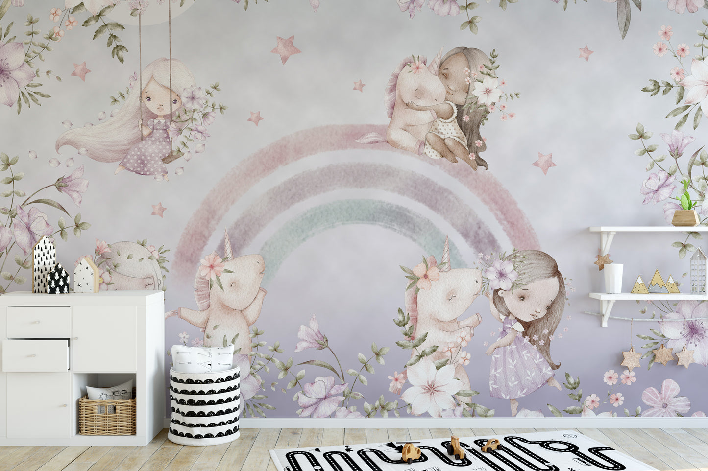 Whimsical Rainbow Wall Mural