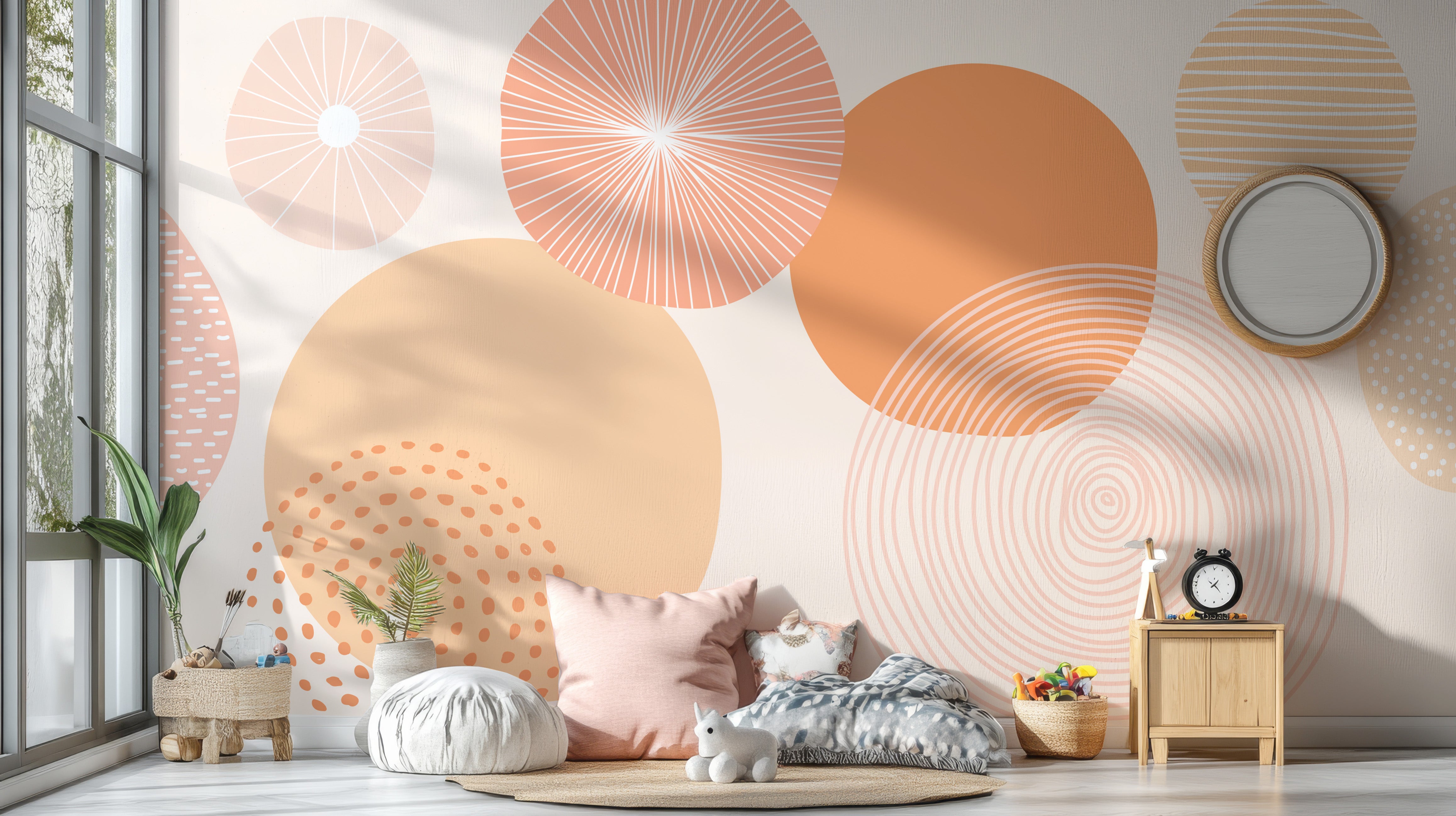 Abstract peach wallpaper showcasing symmetrical circular elements.