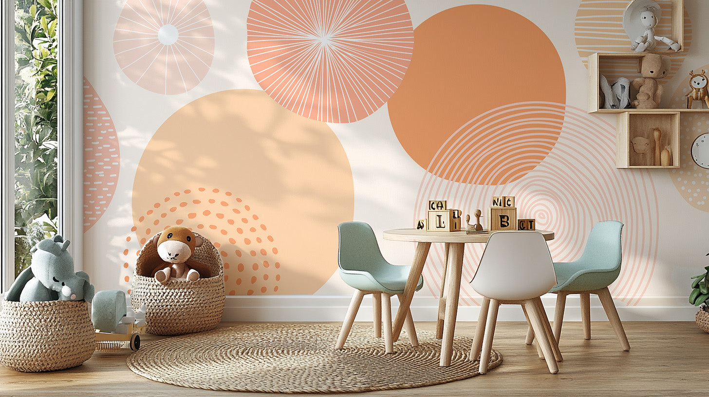 Peach-colored circular patterns forming an elegant abstract design.