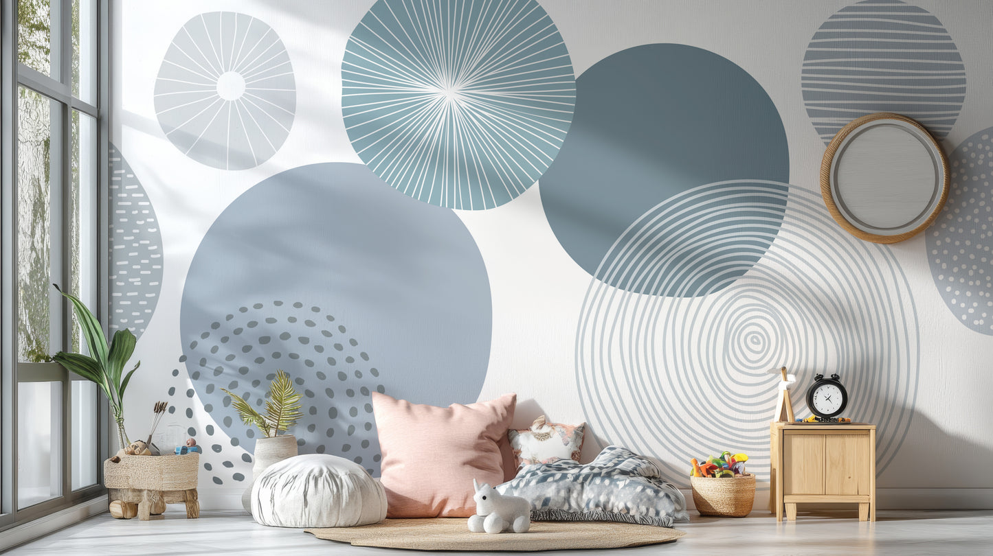 Abstract blue wallpaper showcasing artistic circular elements.