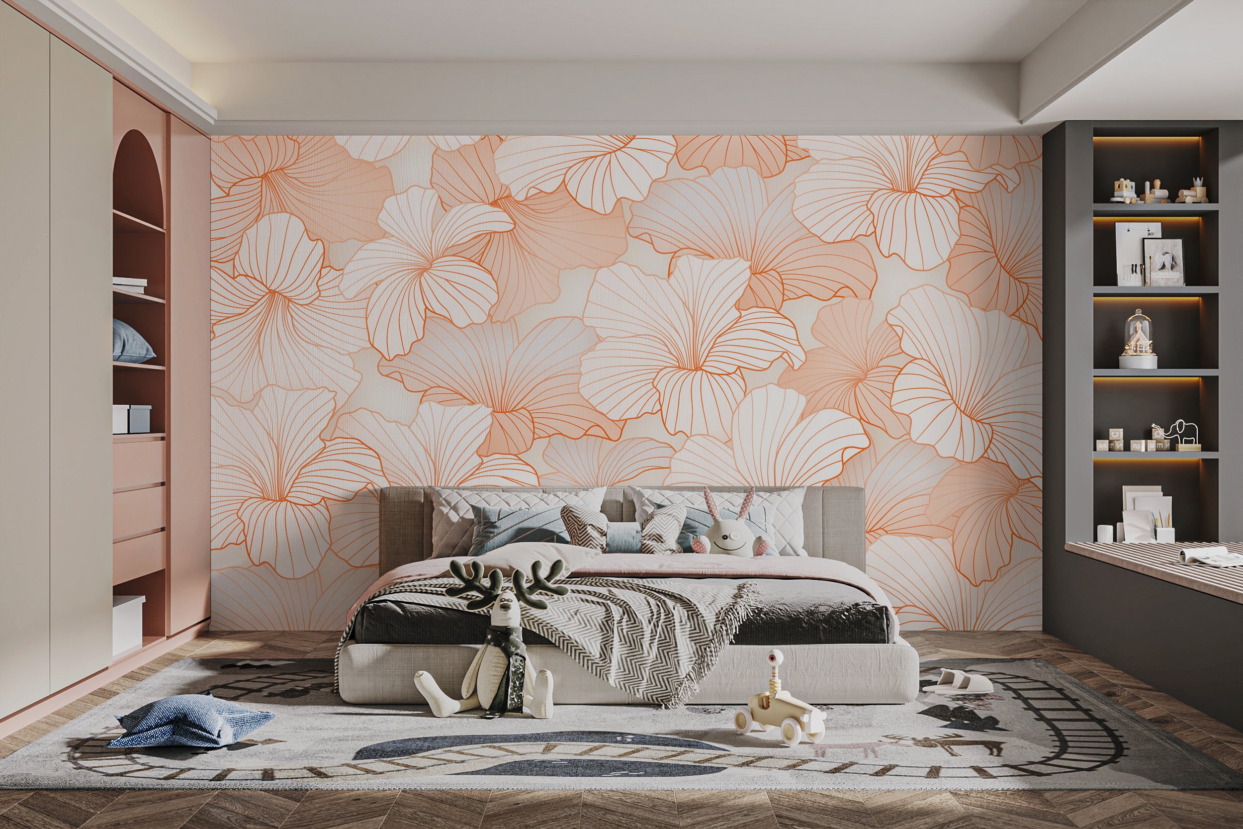 Delicate petal design in warm peach tones