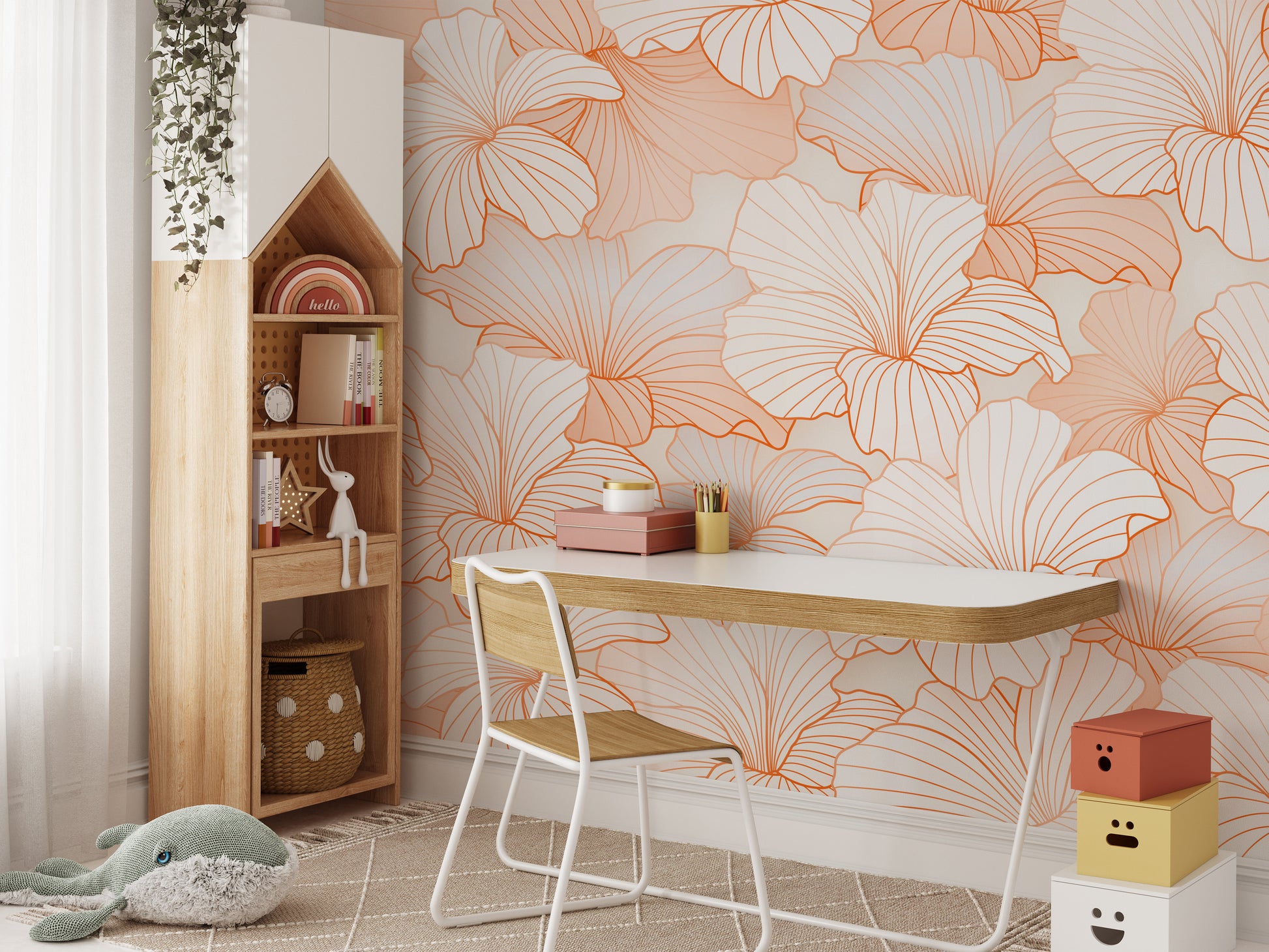 Minimalist petal wallpaper in soft peach hues