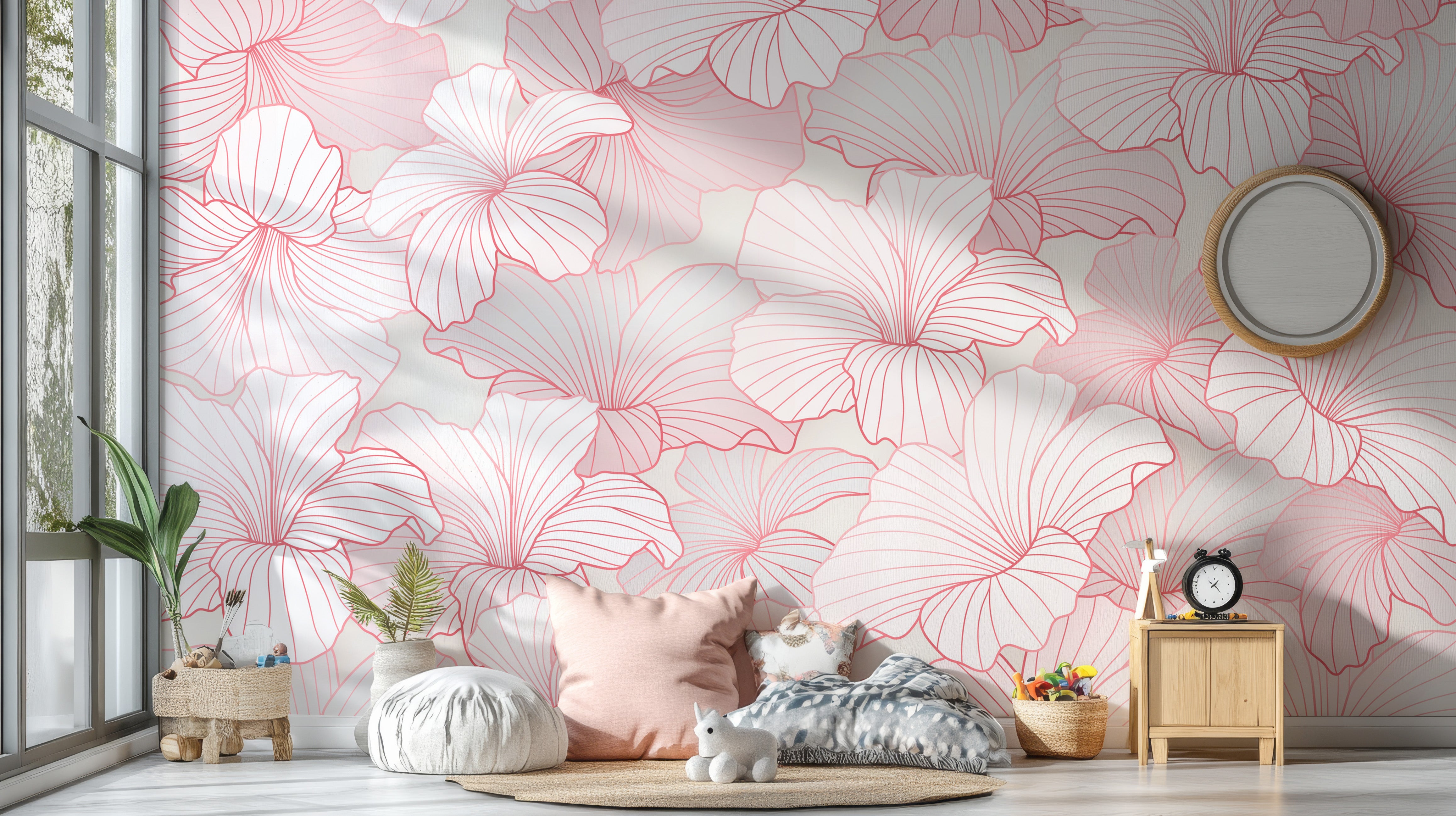 Elegant pink floral wallpaper with soft petals