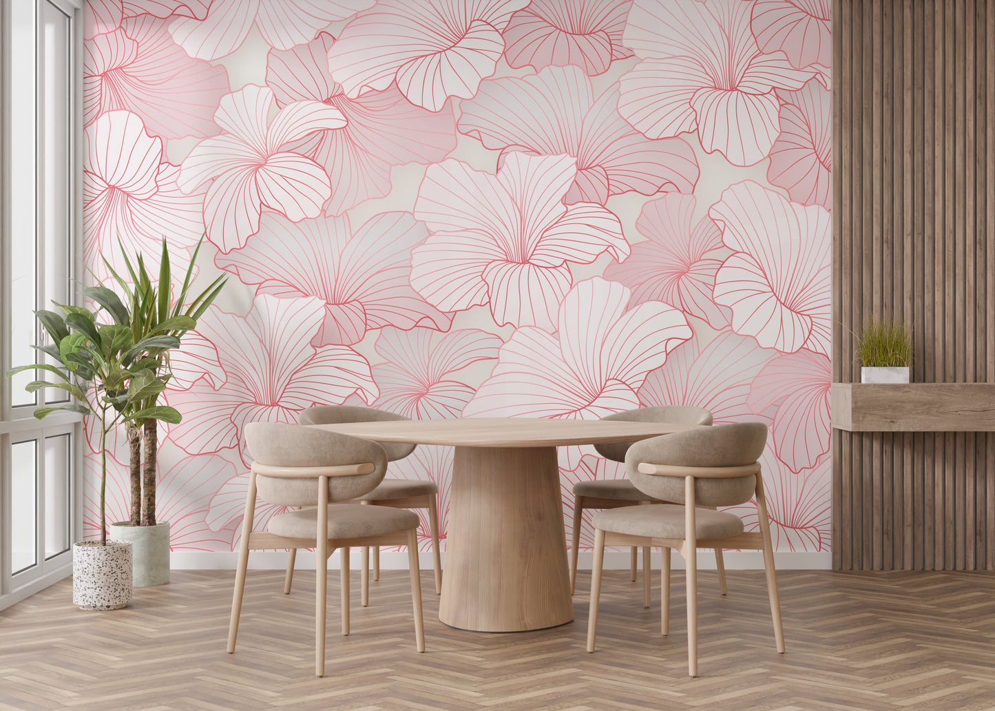 Soft pink petal pattern for modern interiors