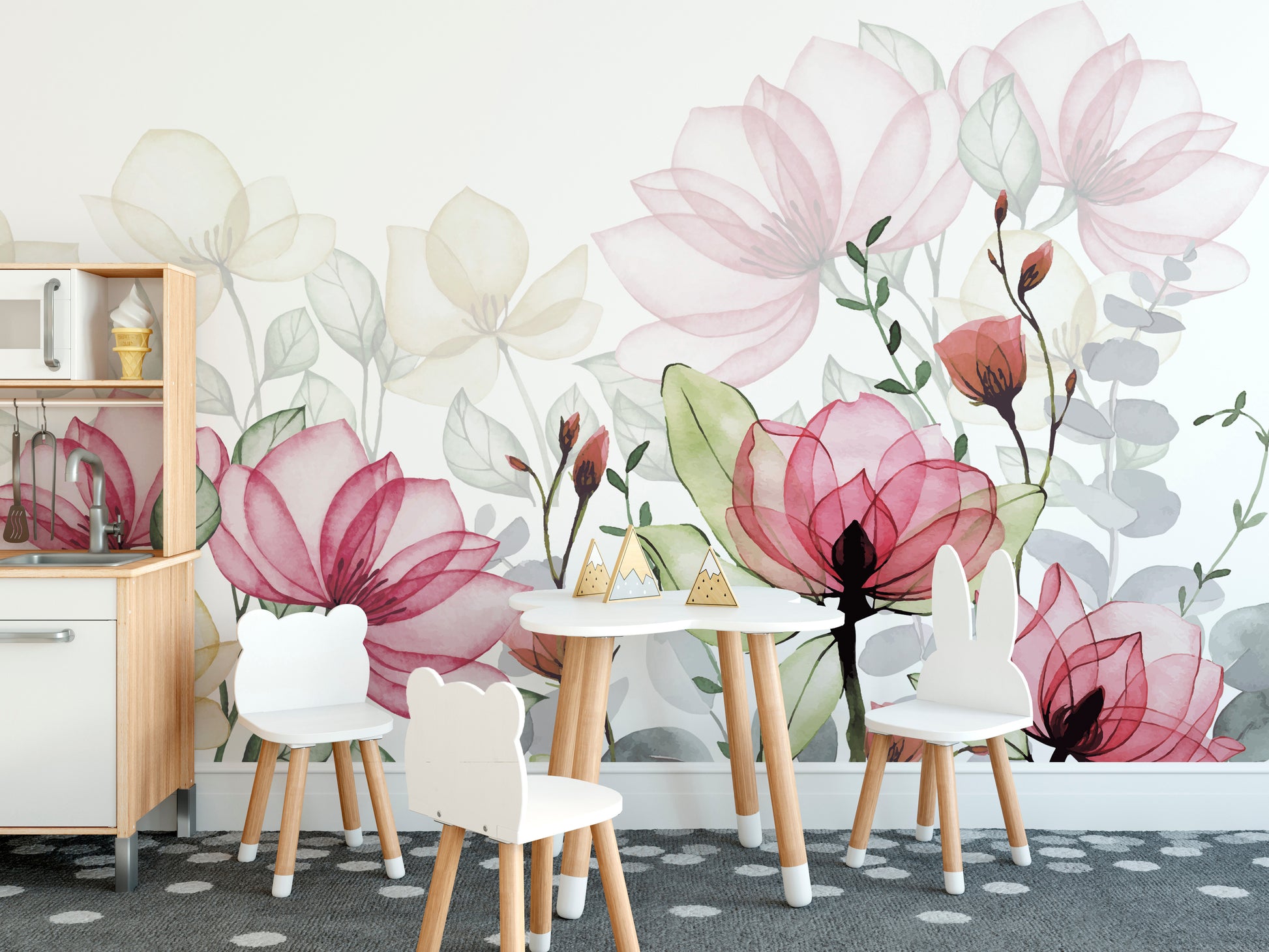 Elegant petal art wallpaper with soft pastel hues