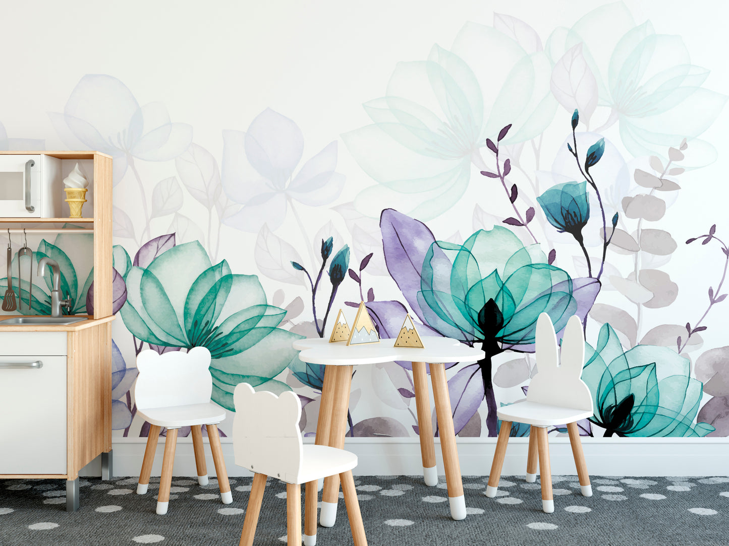 Watercolor lavender mist wallpaper with florals