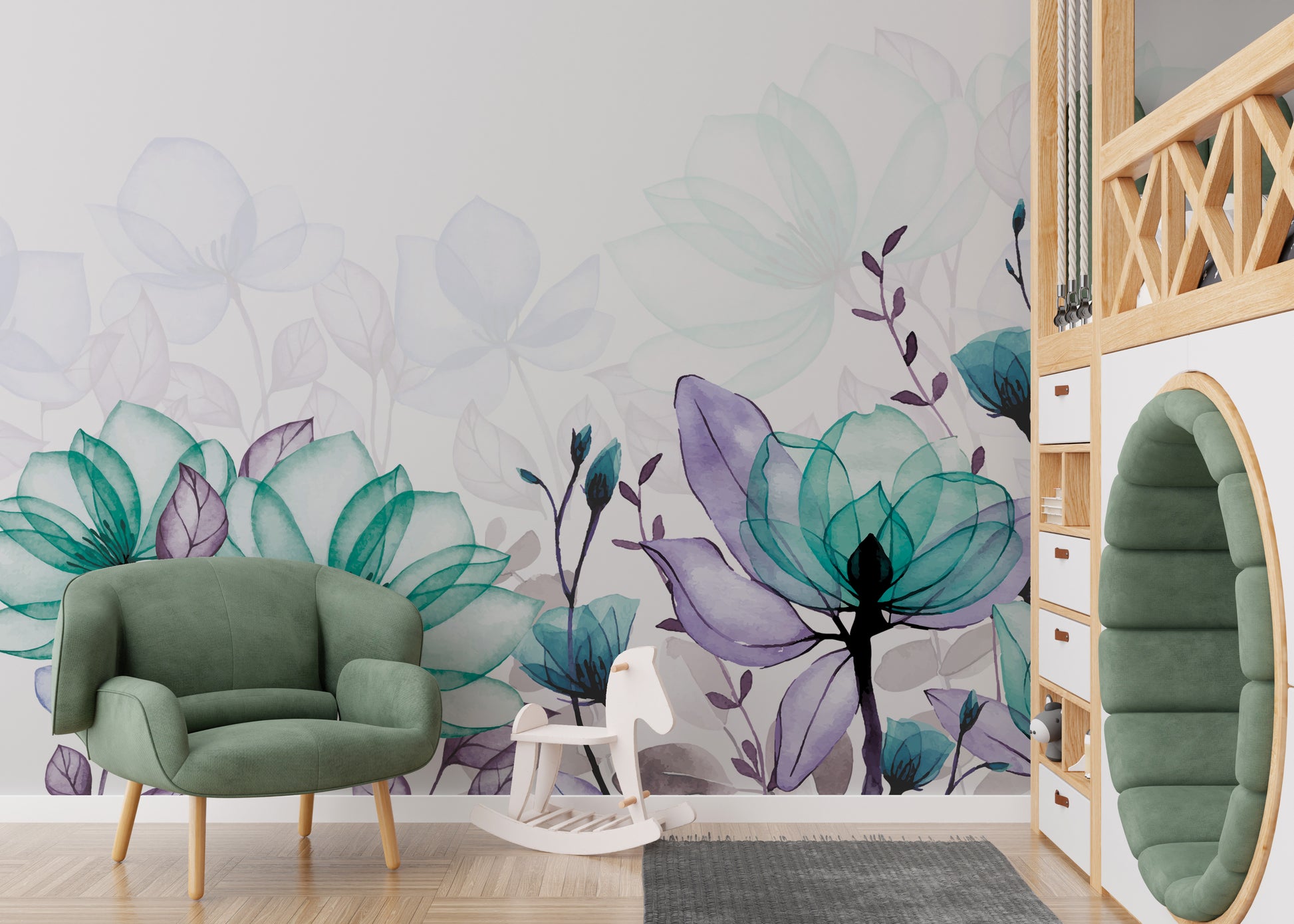 Lavender flower wallpaper with a misty effect