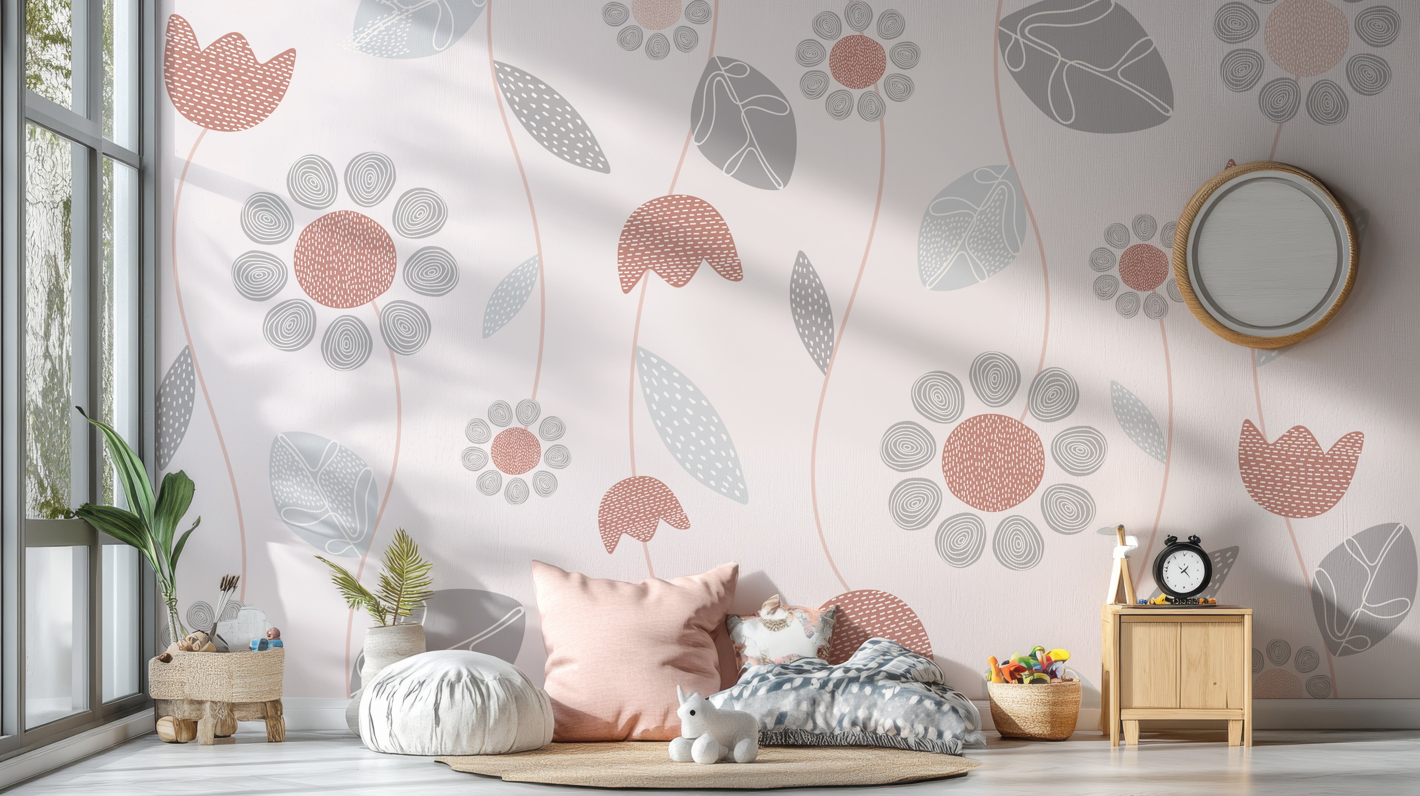 Abstract bloom pattern wallpaper for subtle elegance.