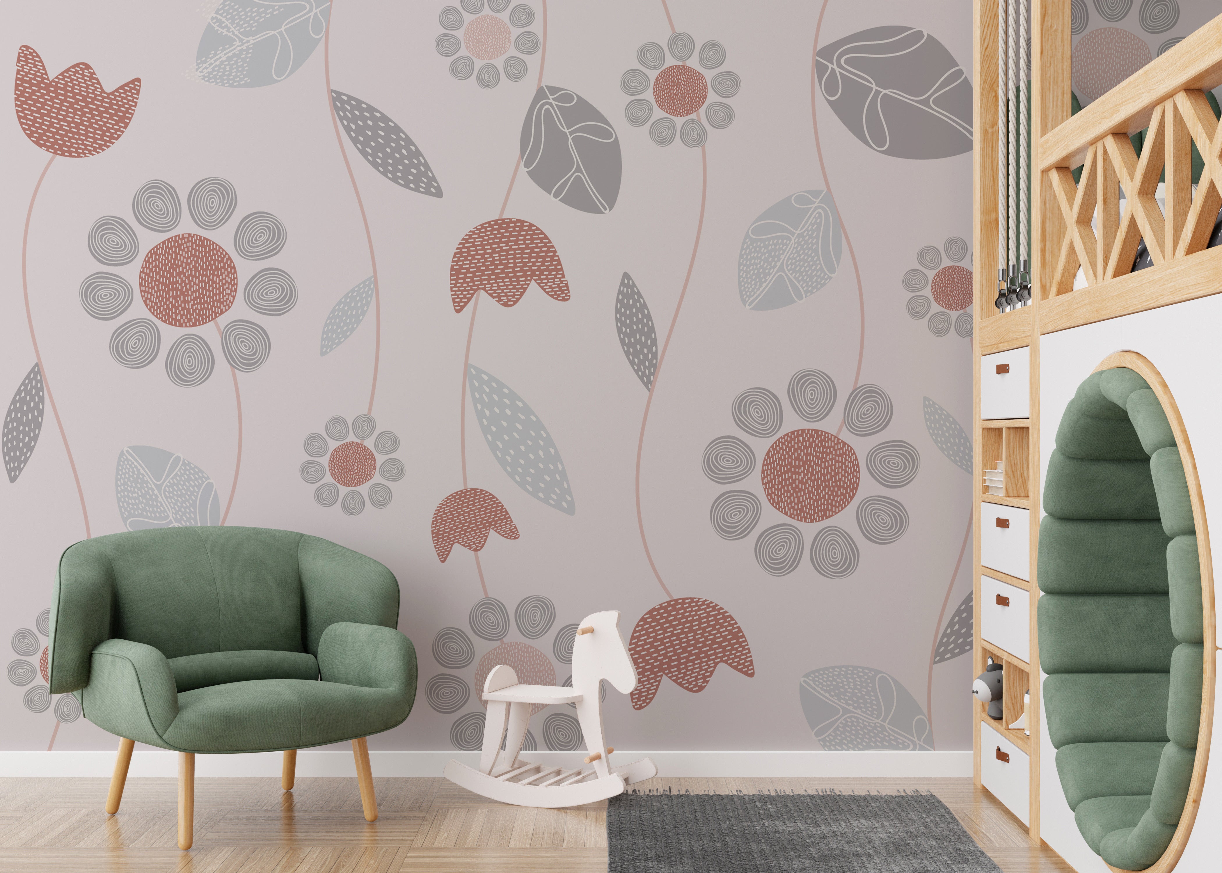 Elegant abstract floral wallpaper with soft hues.