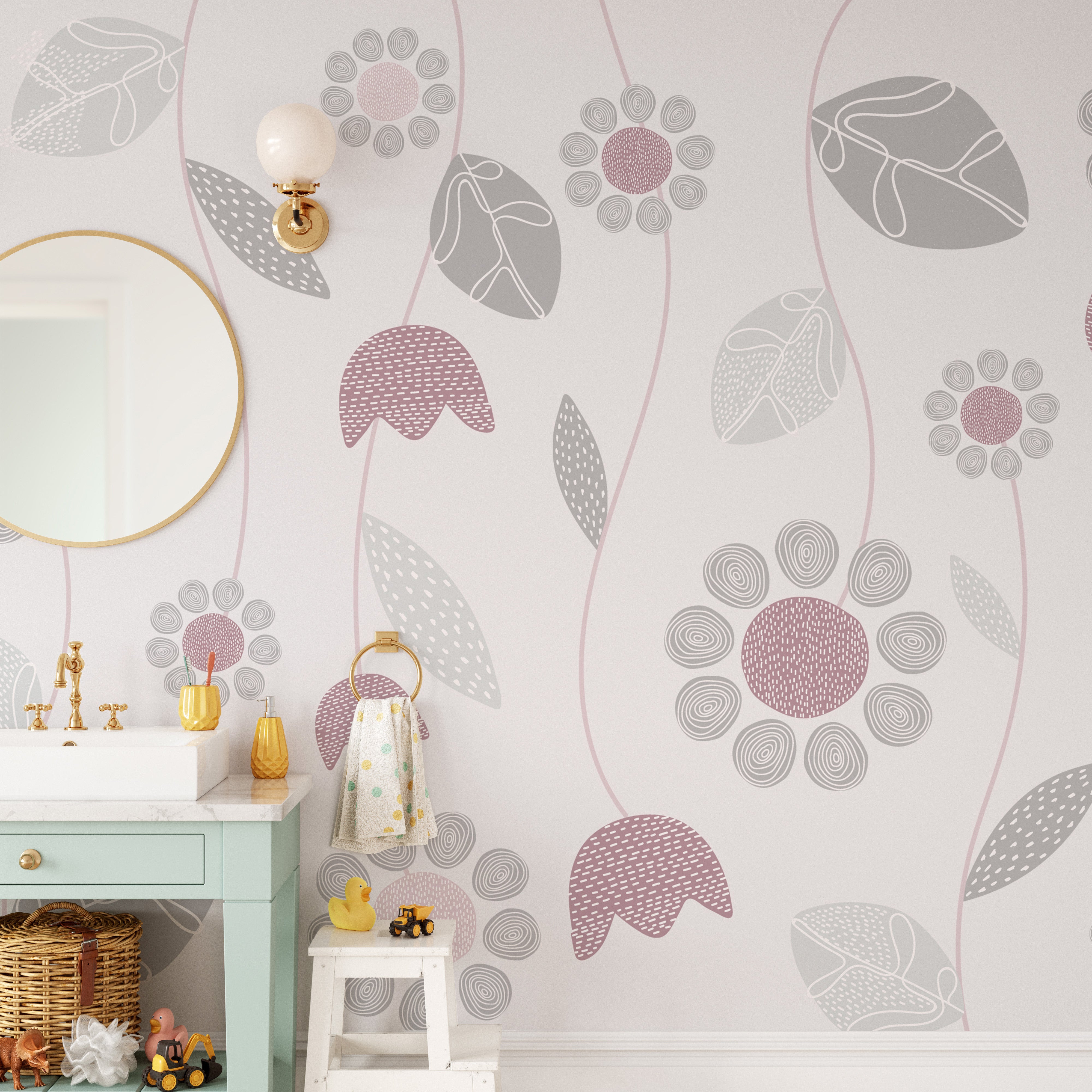 Abstract petals wallpaper in soothing lavender tones.