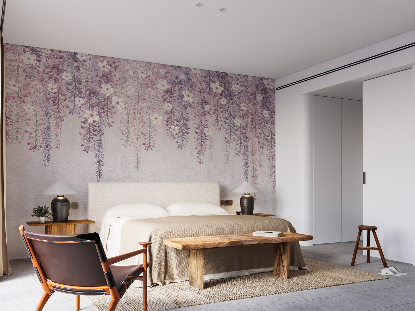 Wisteria Watercolor Wallpaper Mural