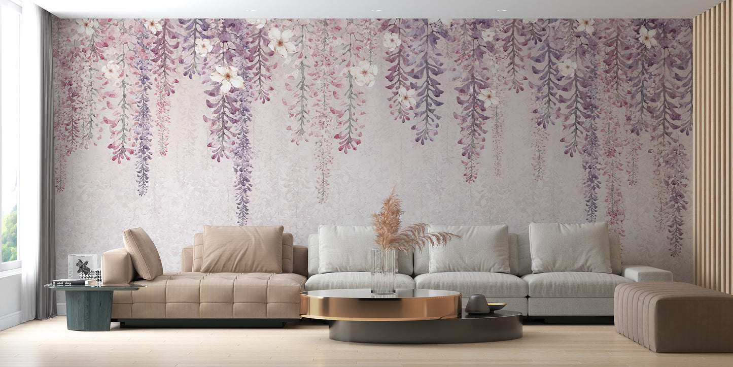 Wisteria Watercolor Wallpaper Mural