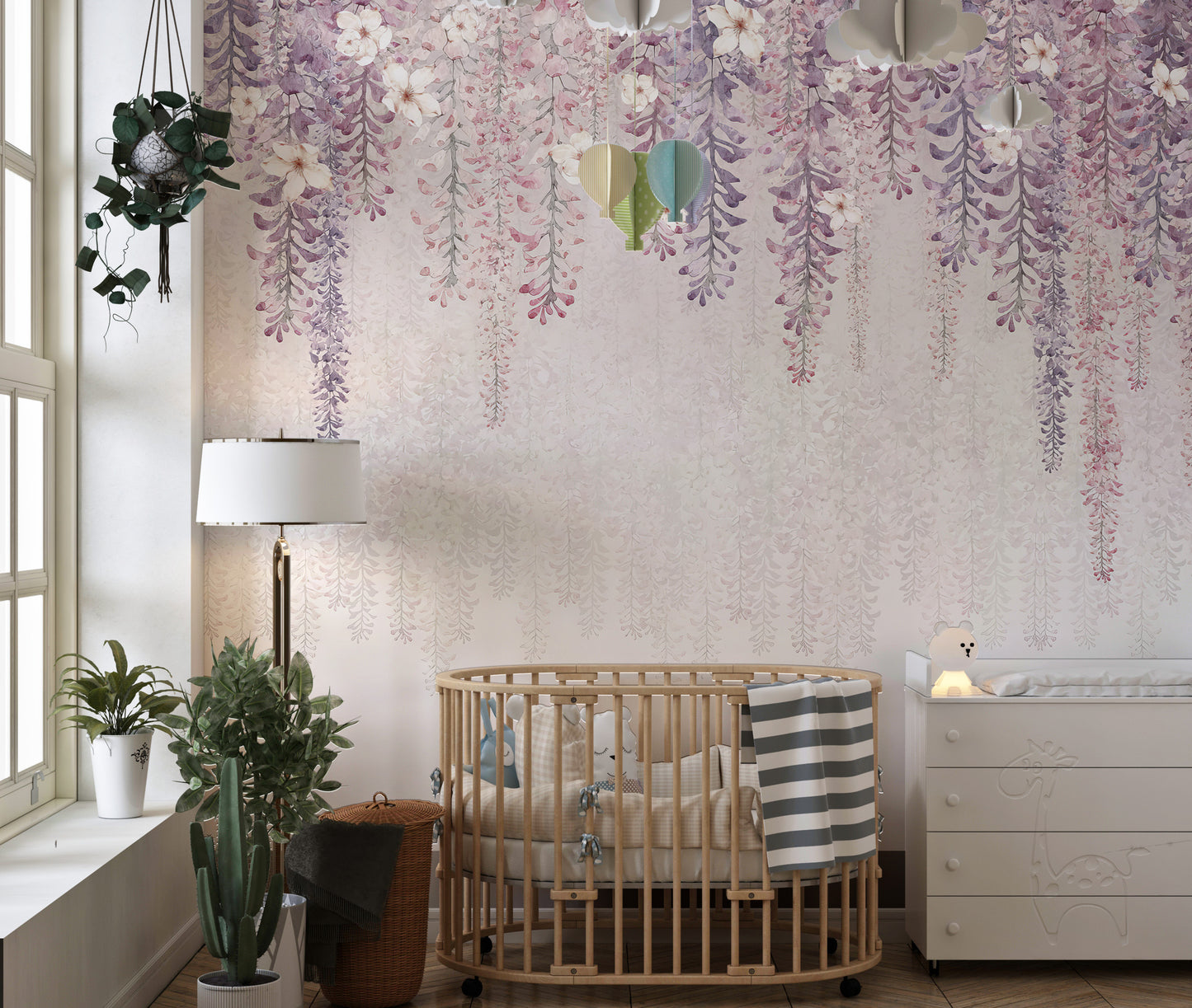 Wisteria Watercolor Wallpaper Mural