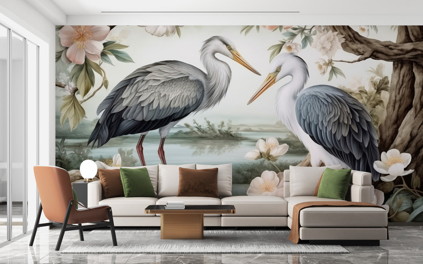 Serene Heron Lake Wall Mural